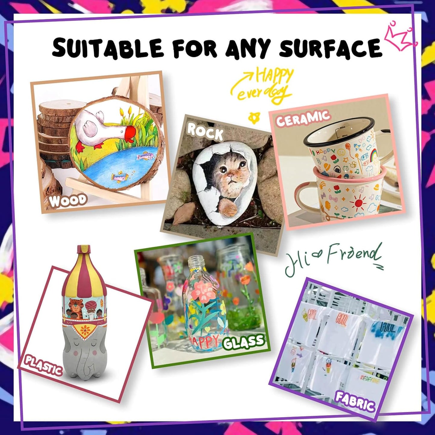 36 Colors Dual Tip Acrylic Paint Markers,Fine Tip and Brush Tip Permanent Acrylic Paint Pens For Rock Painting, Canvas, Wood, Glass, Ceramic, Fabric, Plastic, Egg, Scrapbook,Art Painting Supplies Kit