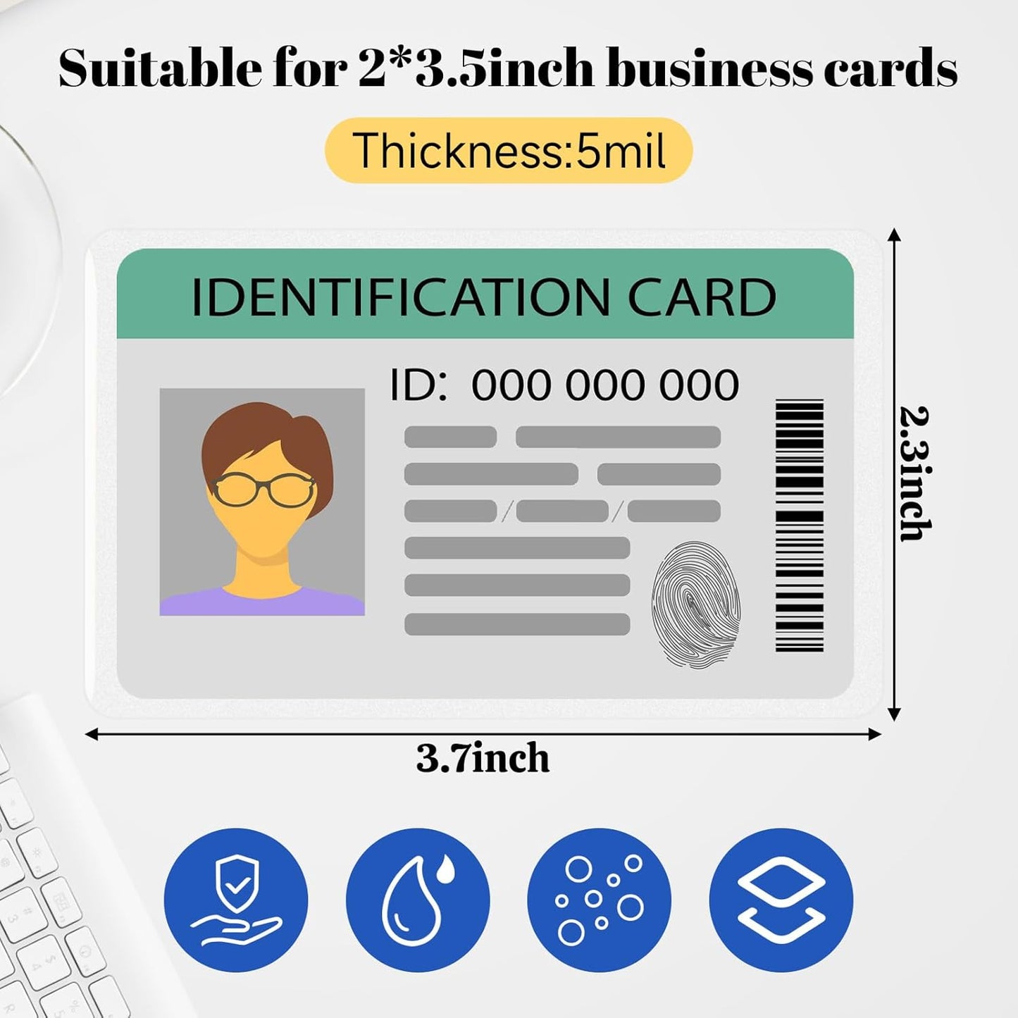 500 Count 2.3x3.7 Inch Thermal Laminating Pouches, 5 Mil, Hold 2x3.5 Inch Business Cards, Clear Card Laminating Pouches Protection for Business Cards Student Cards