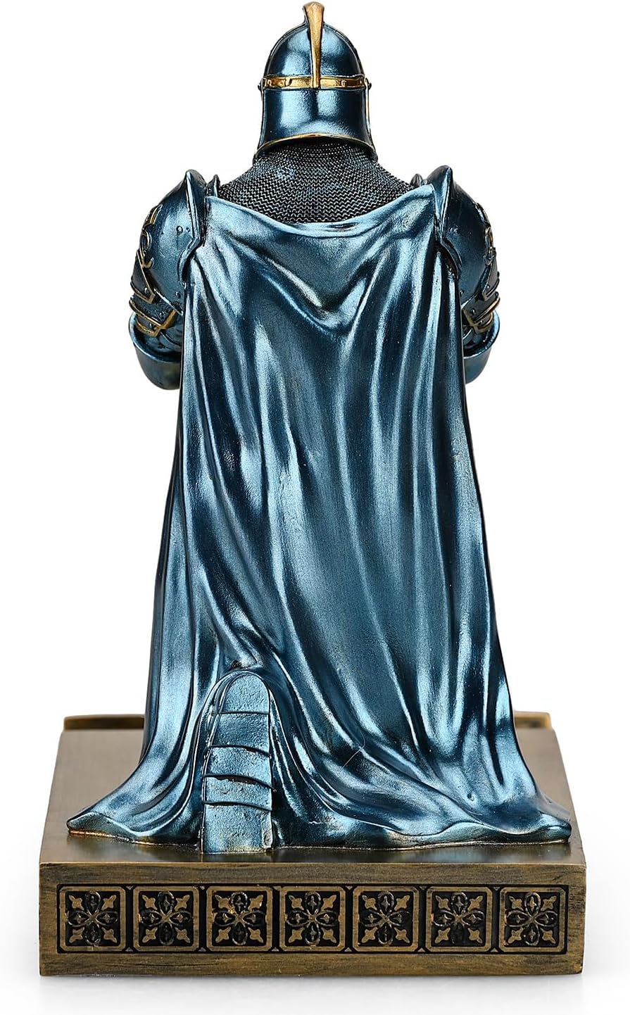 King's Guard Watch Display Stand Eyeglass Jewelry Bracelet Necklace Holder Trays Towers Resin Pen Holder Warrior Knight Mobile Phone Stand for Office & Home (Blue)