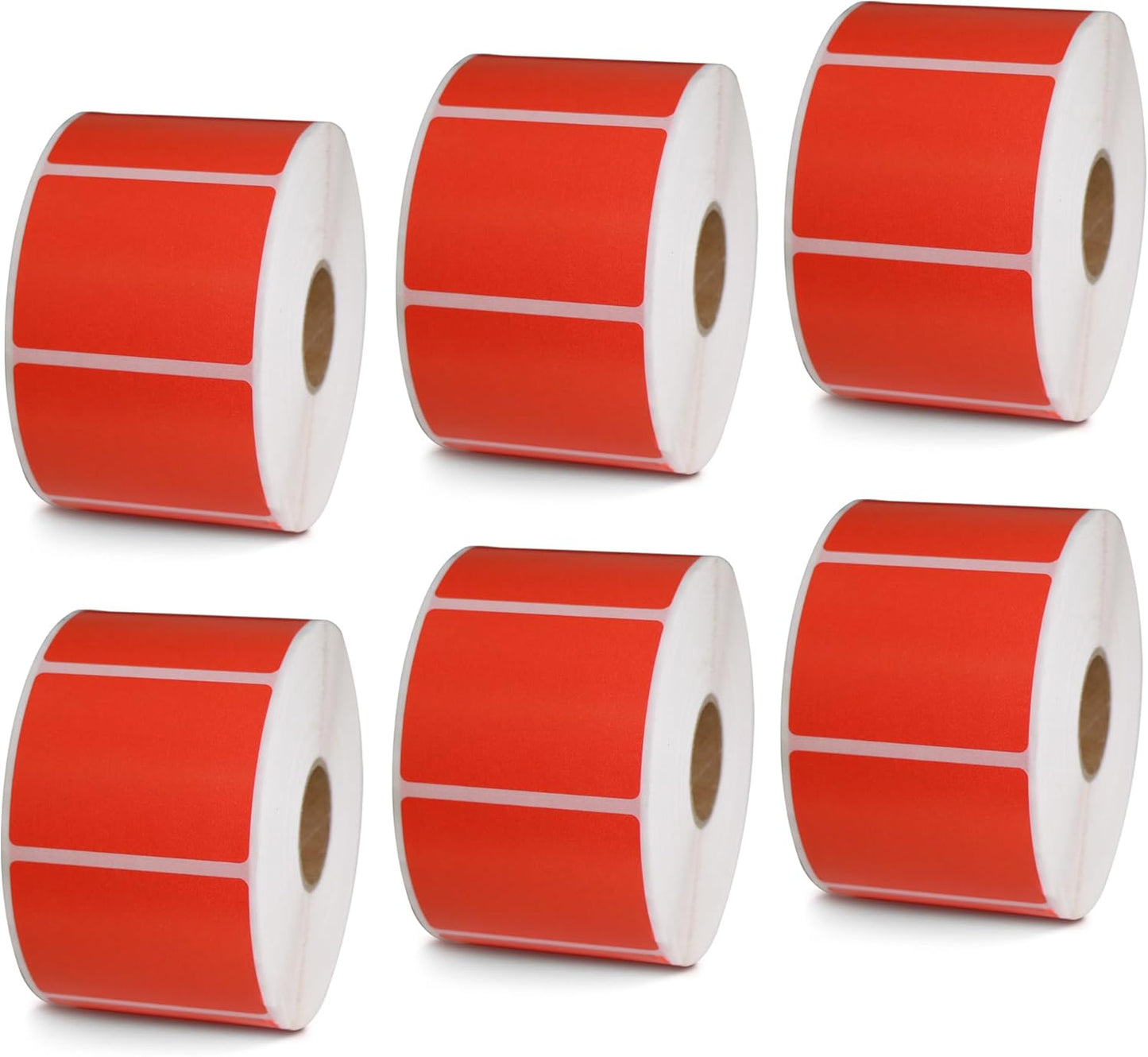 BETCKEY - 2" x 1.5" UPC Barcode & Address Labels Compatible with Zebra & Rollo Label Printer,Premium Adhesive & Perforated[Red, 6 Rolls, 6000 Labels]