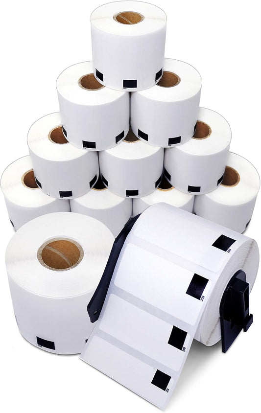 Aegis Adhesives - Compatible Label Replacement for Brother DK-1209 (1.1" X 2.4”) Address & Barcode, Use with QL Label Printers - 12 Rolls + 1 Frame