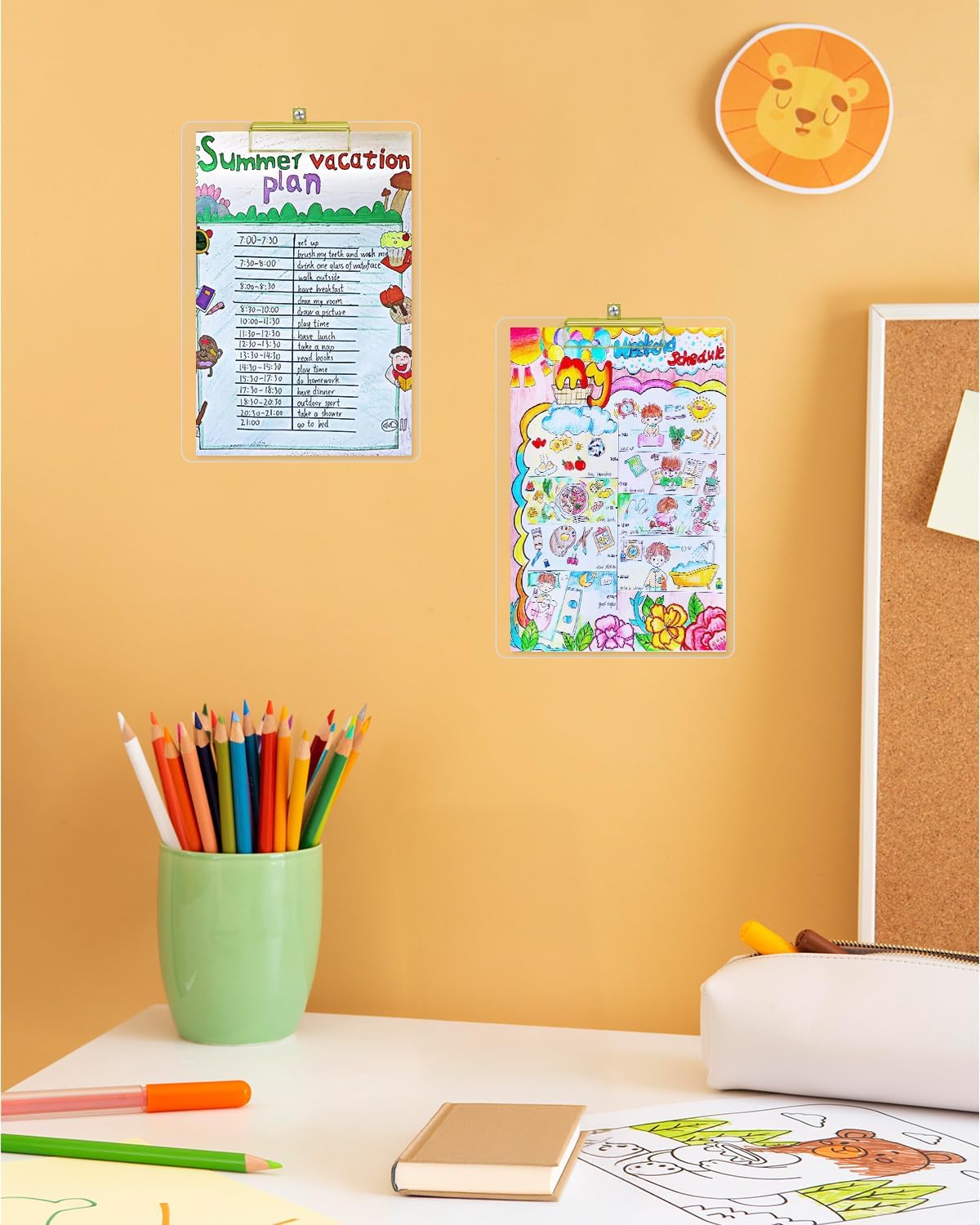 Honagu Acrylic Clear Clipboards, Transparent Plastic Clipboard with Gold Strong Clip Hidden Hanging Hole, A4 Letter Size Clipboards for Nurses, Art Student, Teachers,School & Office Supplies, 6PC