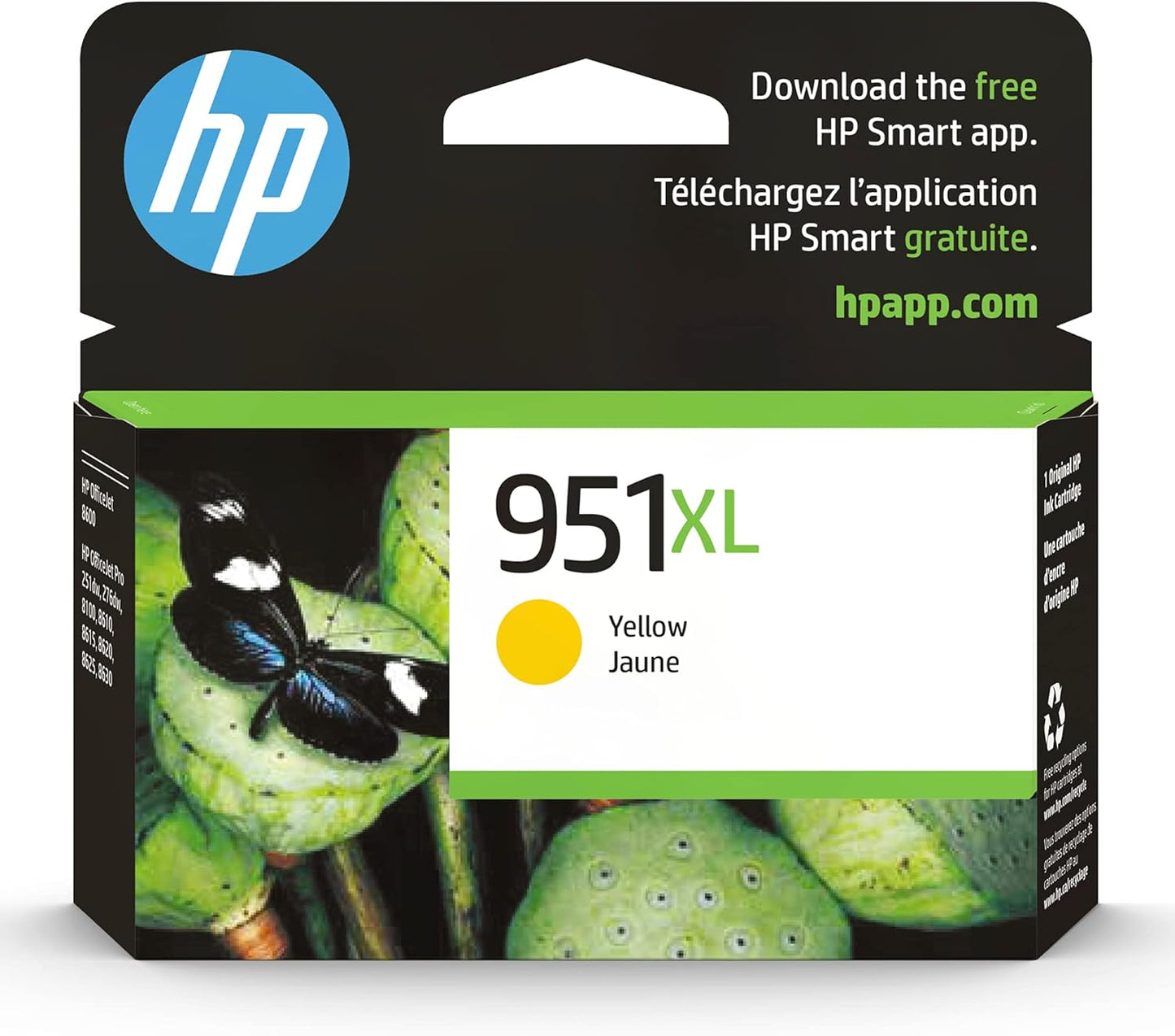 HP 951XL Yellow High-yield Ink Cartridge for HP Printers | Works with Printer Series: OfficeJet 8600, Pro 251dw, 276dw, 8100, 8610, 8620, 8630 | Eligible for Instant Ink | CN048AN