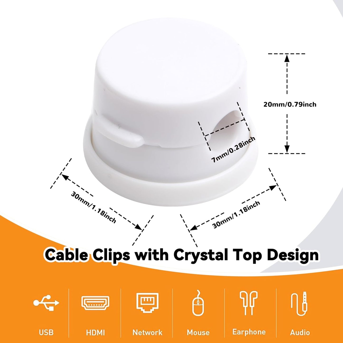 6 Pack Cable Management Clips[Upgrade Rotatable] Home Office Desk Cord Keeper Organizer Accessories Charger USB Wire Organizer Cord Holder for Nightstand (White)