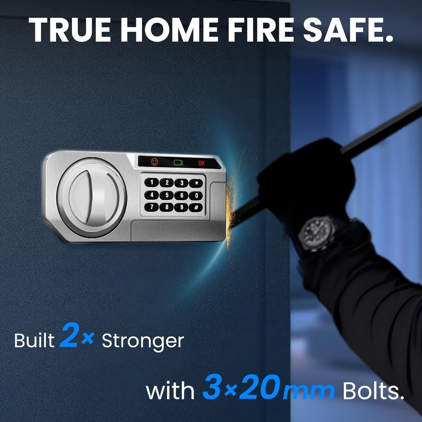 1.5 Cu Ft Home Document Safe Box–Steel Electronic Digital Lock Box with External Battery Compartment & Backup Key, Letter-Size Fit, LED Light, Fusion-Bonded Needle-Felt Lining & Fireproof Bag