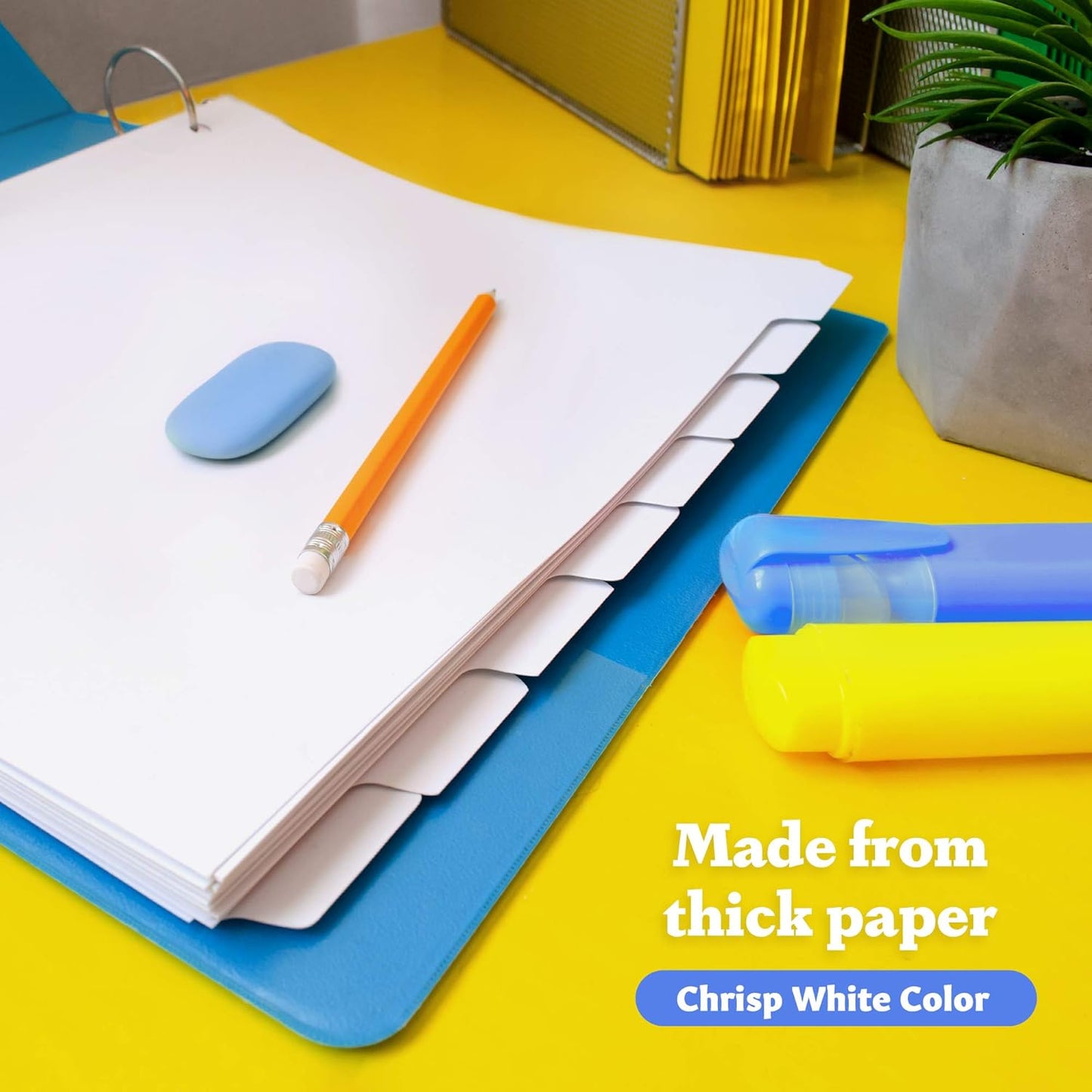 Binder Dividers with Tabs - (Set of 12) x 8-Tab Dividers for 3 Ring Binders, White, Reinforced Edge - Ideal for Keeping Your Documents Neat and Professional