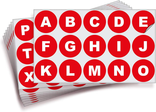 iSYFIX Red Vinyl Letters Stickers - 2 inch Self-Adhesive, A to Z, 4 of Each Letter - Premium Decal for Indoor & Outdoor, For Inventory, Storage, Organizing, Alphabet for Boxes, Toolbox, Lockers & More