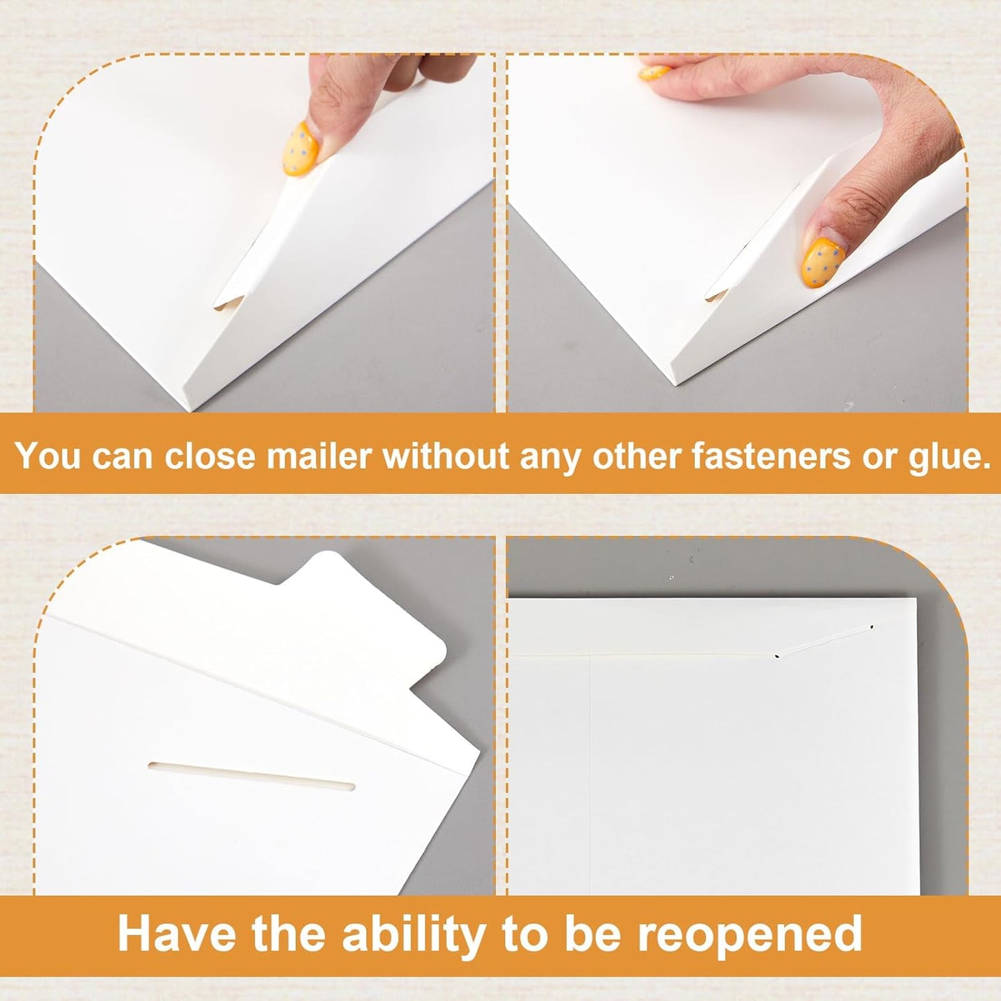 20 Pack 16x20 in Tab Lock Rigid Mailers Extra Large Sturdy Keep Flat Mailers Cardboard Envelopes Kraft Paper 250 Gsm for Shipping Photos, Packing Documents, Gift Cards, Cds, Art Prints, White