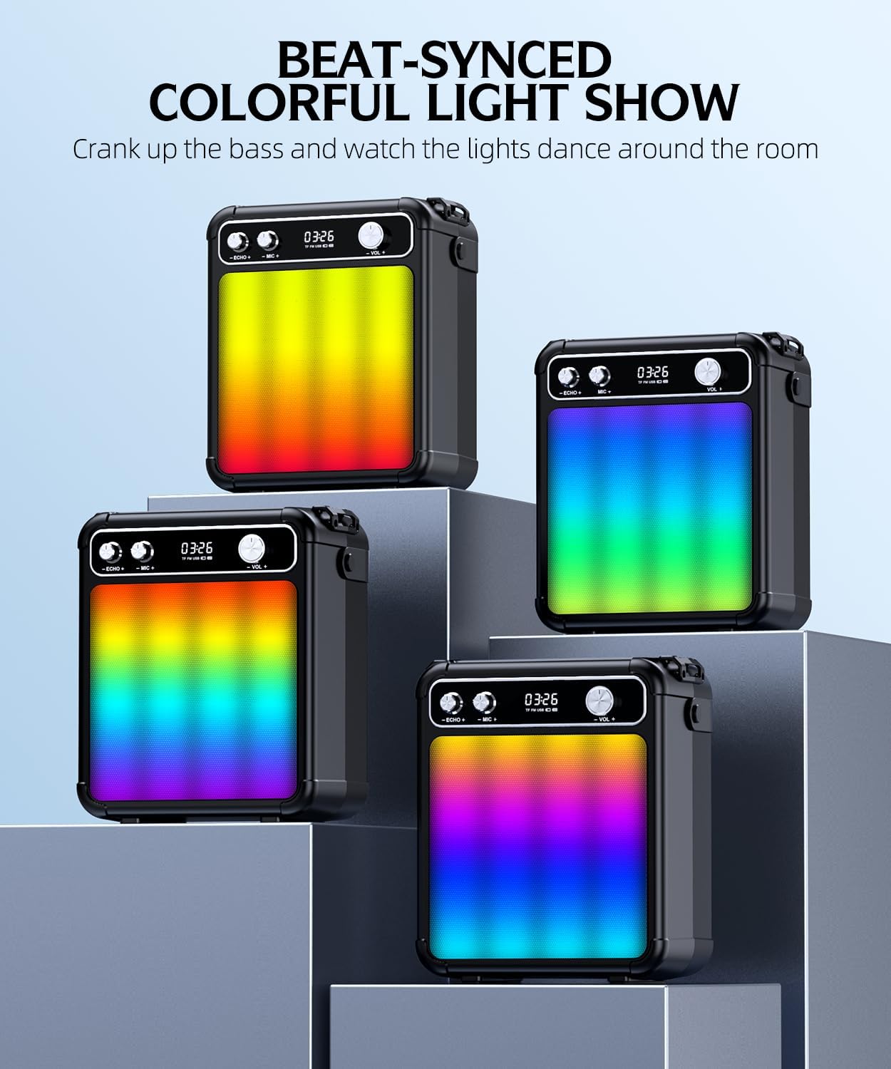 Karaoke Machine,Karaoke Machine for Adults,Bluetooth Speaker with 2 Wireless Karaoke Microphones for Adults & Kids with LED Lights,Karaoke Microphone with PA System Supports TF Card/USB/FM/AUX/TWS