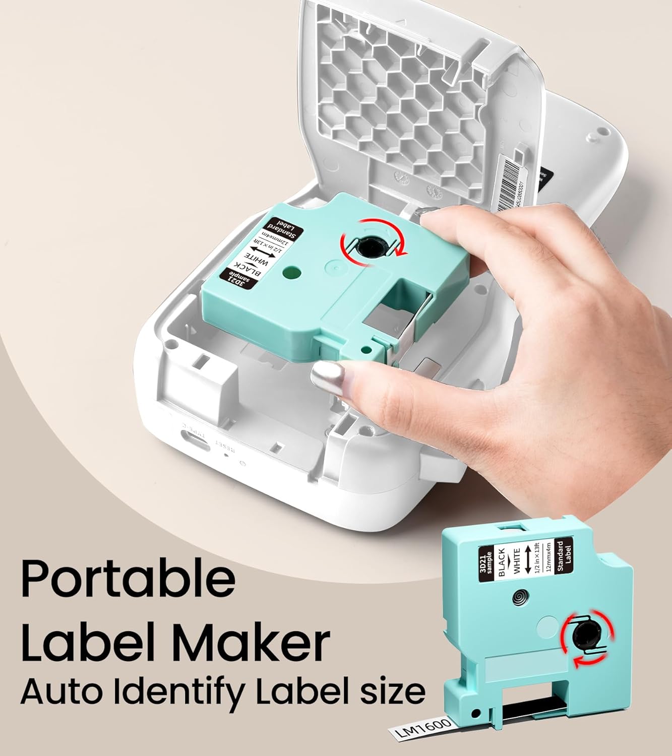 Label Maker Machine with-Tape, Handheld Label Maker with Backlit Screen & Keyboard, Portable Label Makers Rechargeable, LM1600 Bluetooth Labeler Labeling Machine for Home Office School Organization
