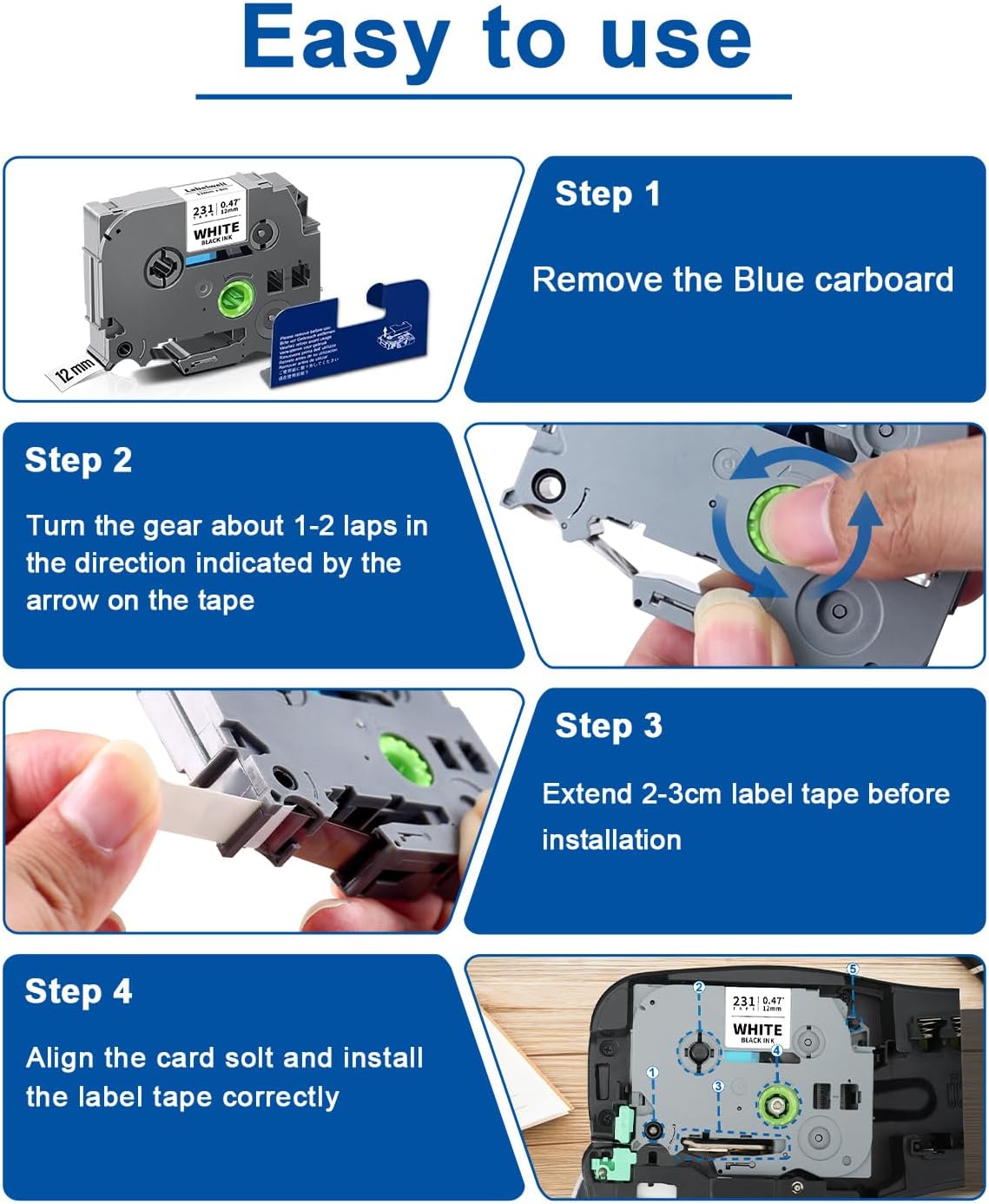 3-Pack TZe-111 Tape Compatible for Label Maker Tape Clear 6mm 0.23 Inch Label Tape TZe111 TZ-111 Black on Clear Refills for P Touch PT-H110 D220 D200 D210 H103W 1280 1290