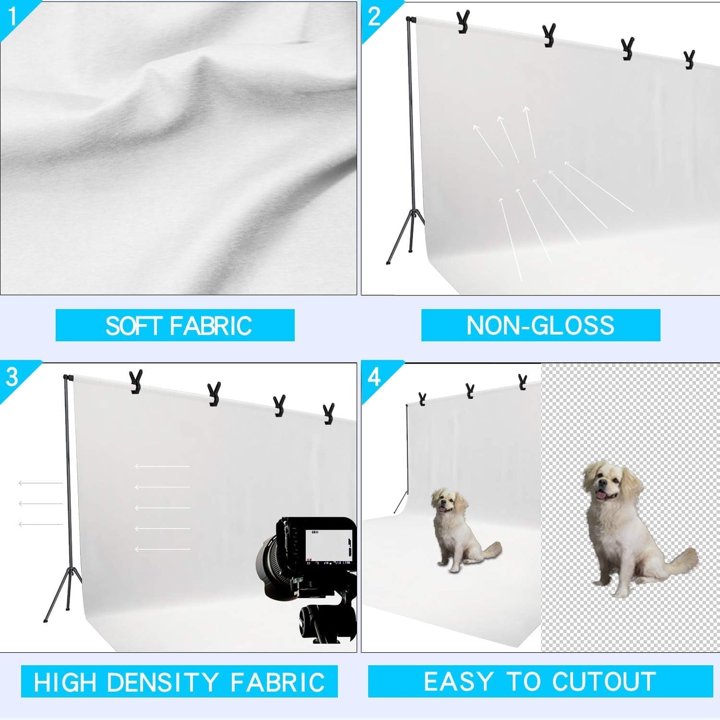 ISSUNTEX 9X15 ft Background Polester Backdrop, Photo Studio, Collapsible High Density Screen for Video Photography and Television-White