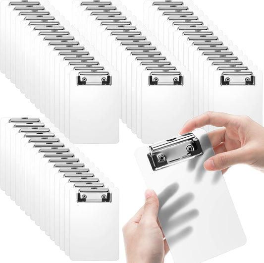 60 Pack Bulk Mini Clipboards 4 x 6 Inch Memo Small Clipboards Plastic Check Presenters for Restaurants Pocket Small Notepads Receipts Tickets for Office Cafe Shopping List(Clear)