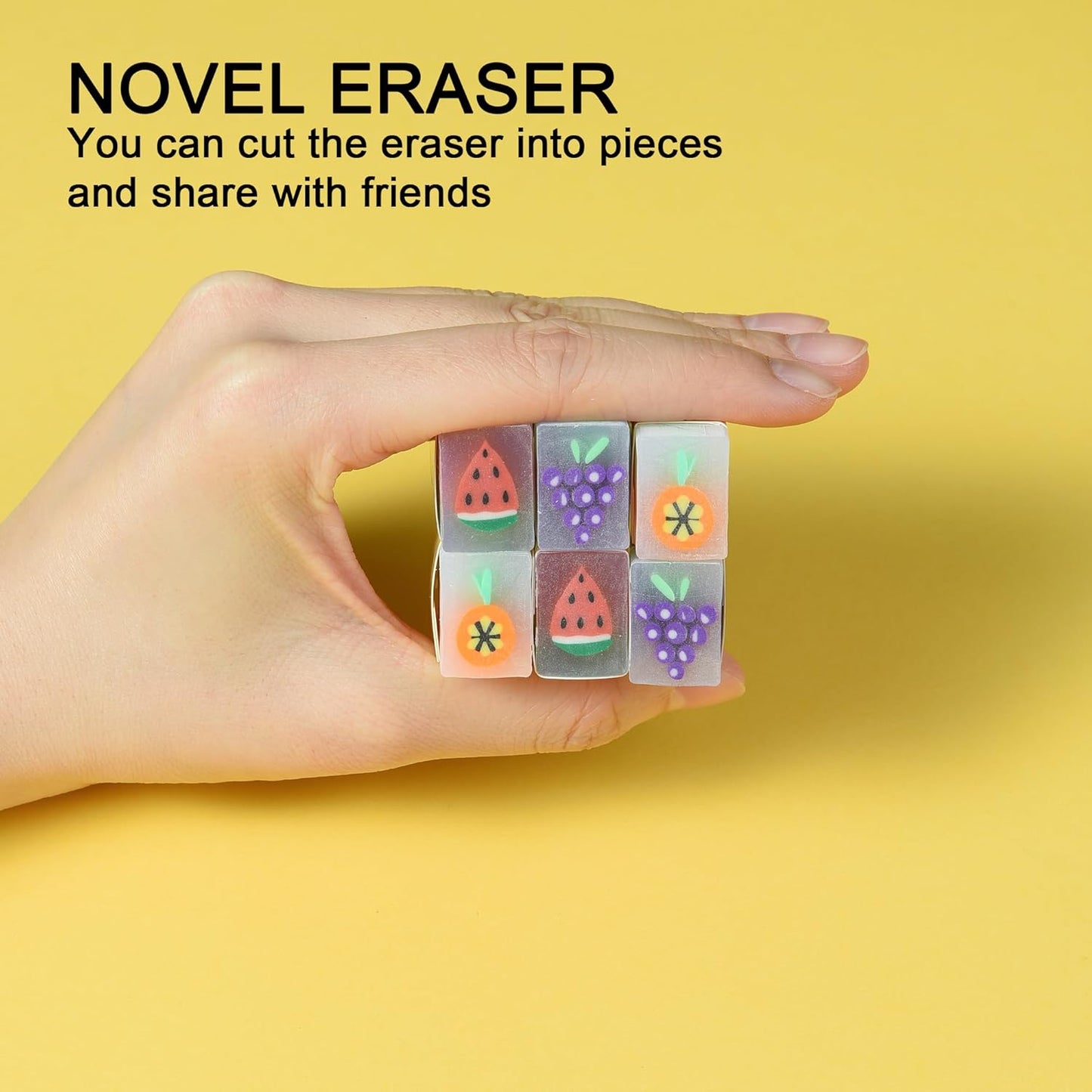 18Pcs Cute Fruit Erasers for Kids Bulk, Kawaii Fun Pencil Jelly Erasers for School Classroom Supplies Prize Gifts Party Favors