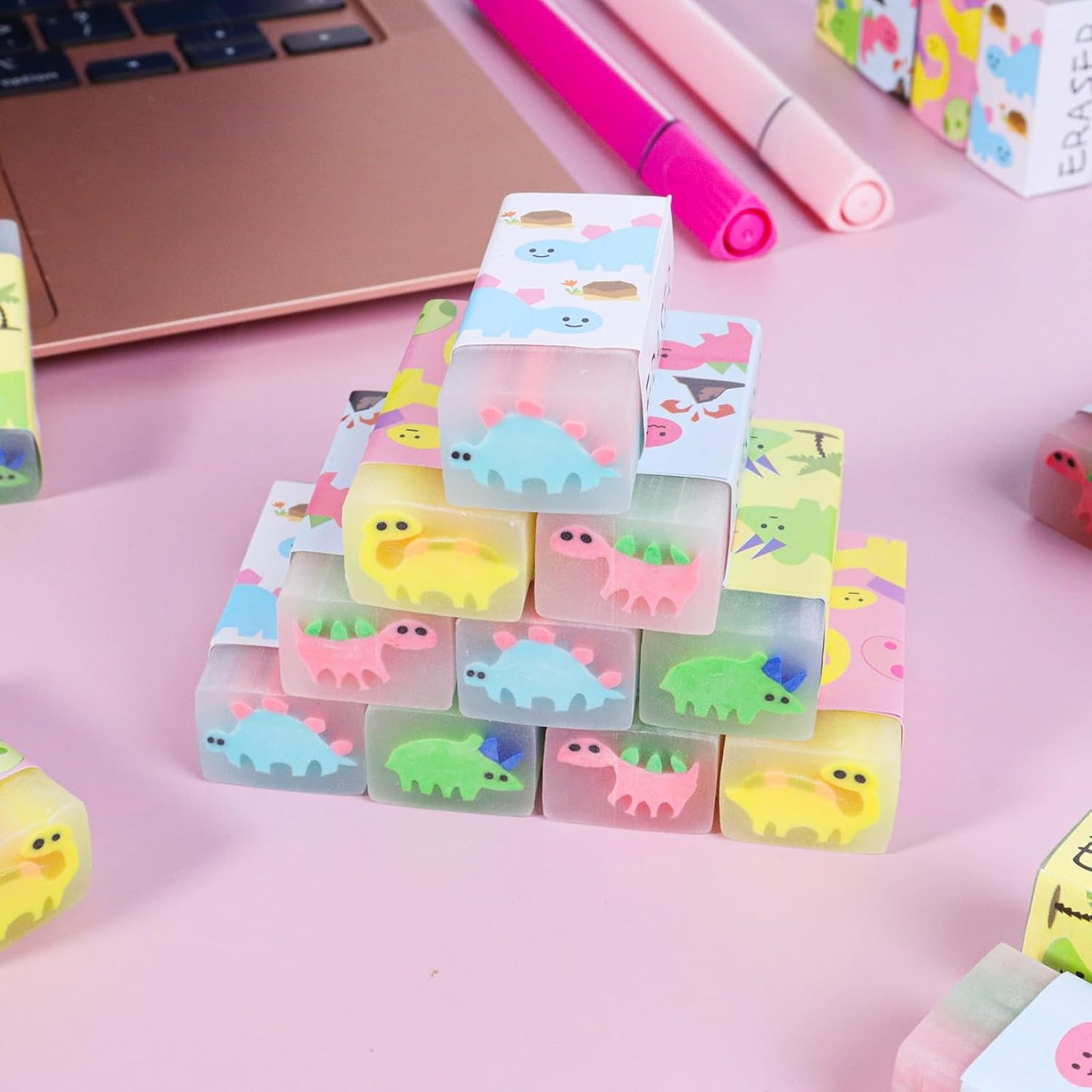 100PCS Cute Animal Erasers for Kids, Count Bulk Pack, Assorted Designs, Back to School Supplies