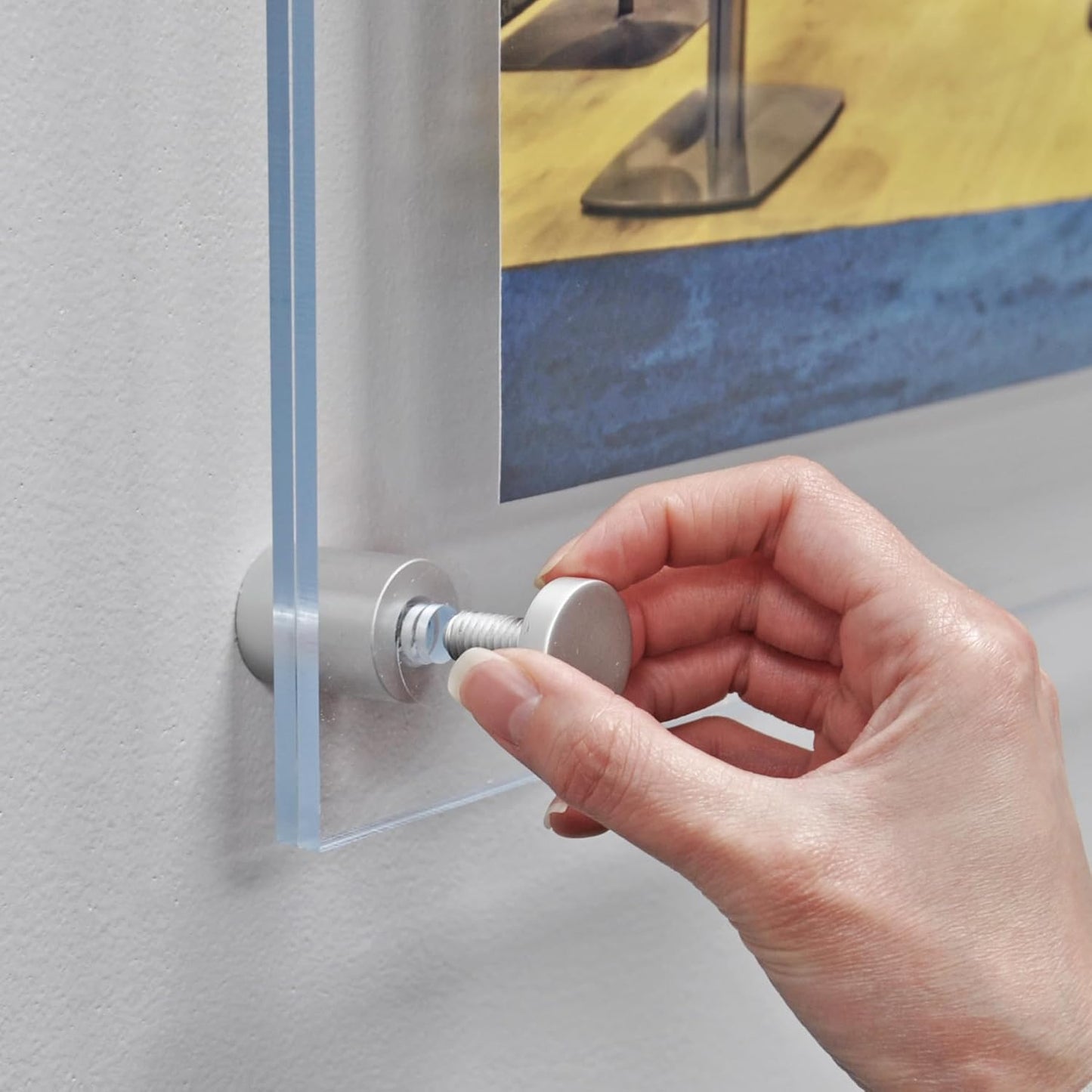 Azar Displays 105511 8.5" x 5.5" Standoff Sign Holder (Overall Size 12.5" x 9.5"), Silver