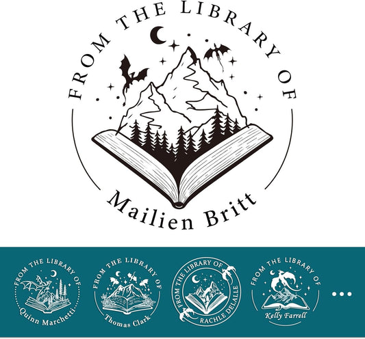 Book Embosser Personalized Dragon Series – 20 Mythical Designs, Custom Book Stamp Personalized for Fantasy Fans and DND Players