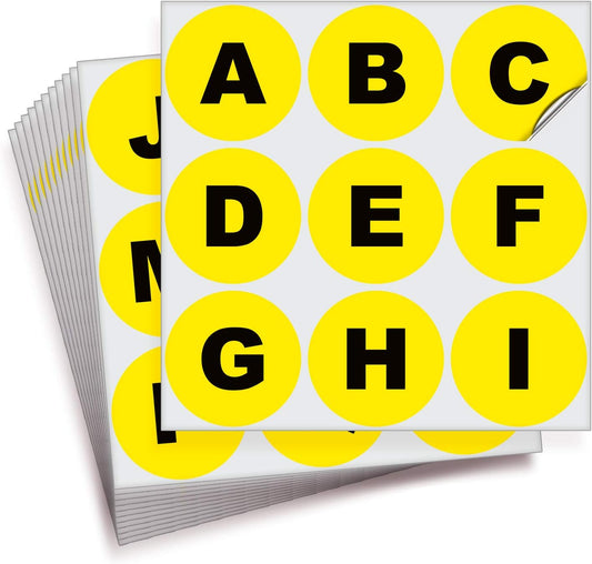iSYFIX Yellow Vinyl Letters Stickers - 3 inch Self-Adhesive, A to Z, 4 of Each Letter - Decal for Indoor & Outdoor, for Inventory, Storage, Organizing, Alphabet for Boxes, Toolbox, Lockers & More