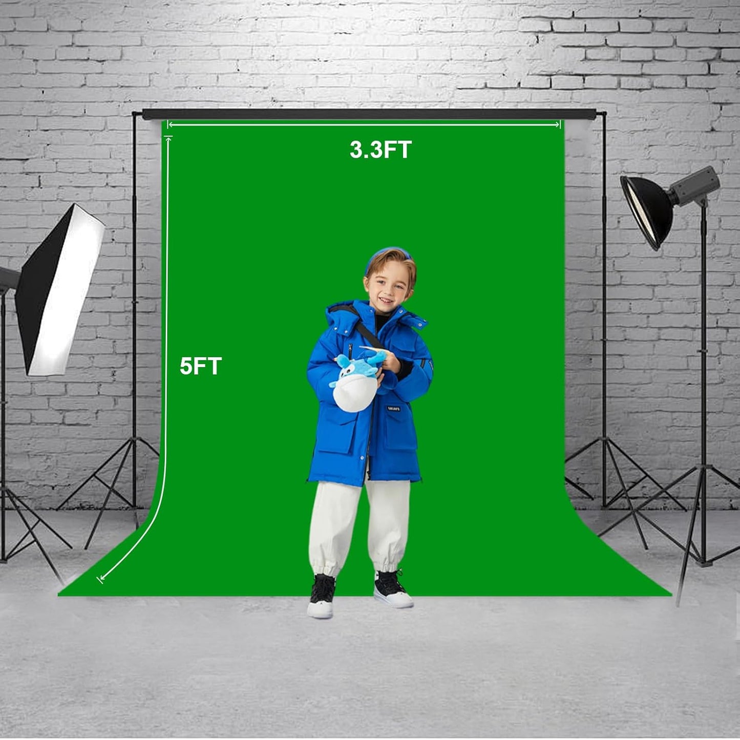 3.3x5Ft Green Backdrop Photography Background, Green Sreen for Photo Studio, Portraits, and Product Shooting, Photo Booth Backdrop, Video Recording Parties
