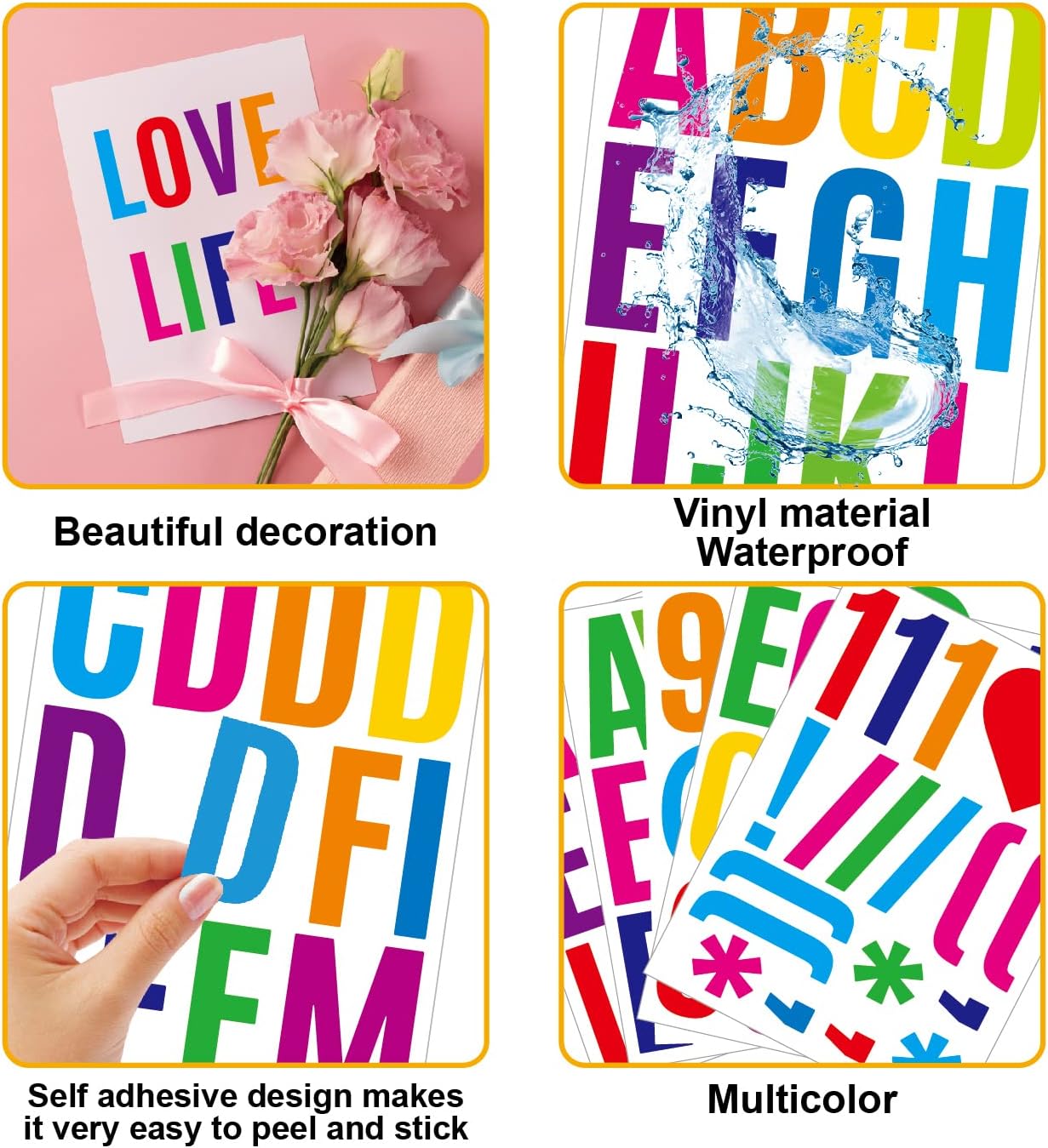 24 Sheets 2 Inch Self Adhesive Letters Stick on Vinyl Letters Capital Letter Stickers Alphabet Sticker Letter Number for Outdoor Poster Mailboxes Crafts