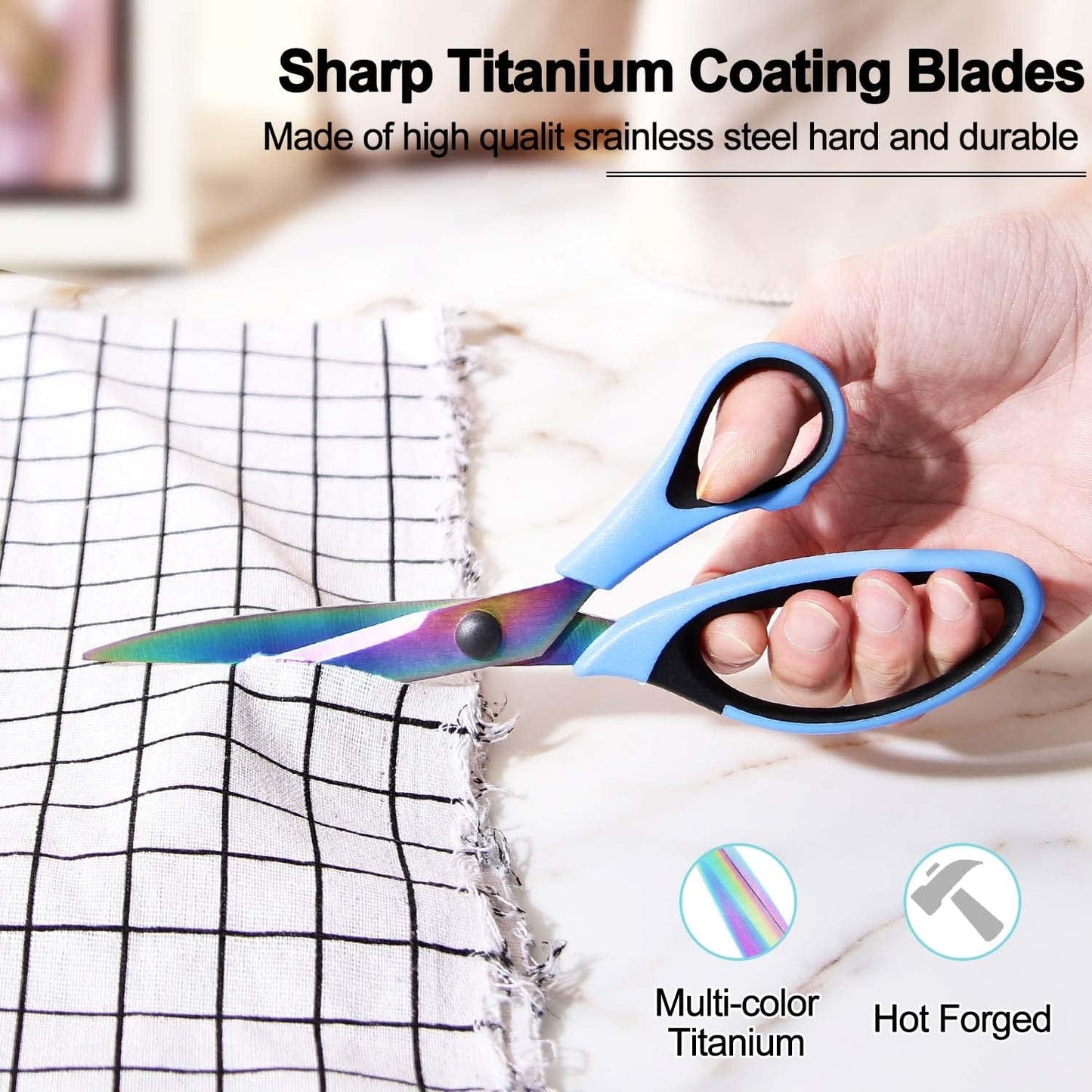 8.5" All-Purpose Scissors, 3-Pack Bulk Ultra Sharp Blade Shears, Comfort-Grip Sturdy Scissors for School, Office, Home, Sewing, Fabric, Craft Supplies, Right/Left Handed
