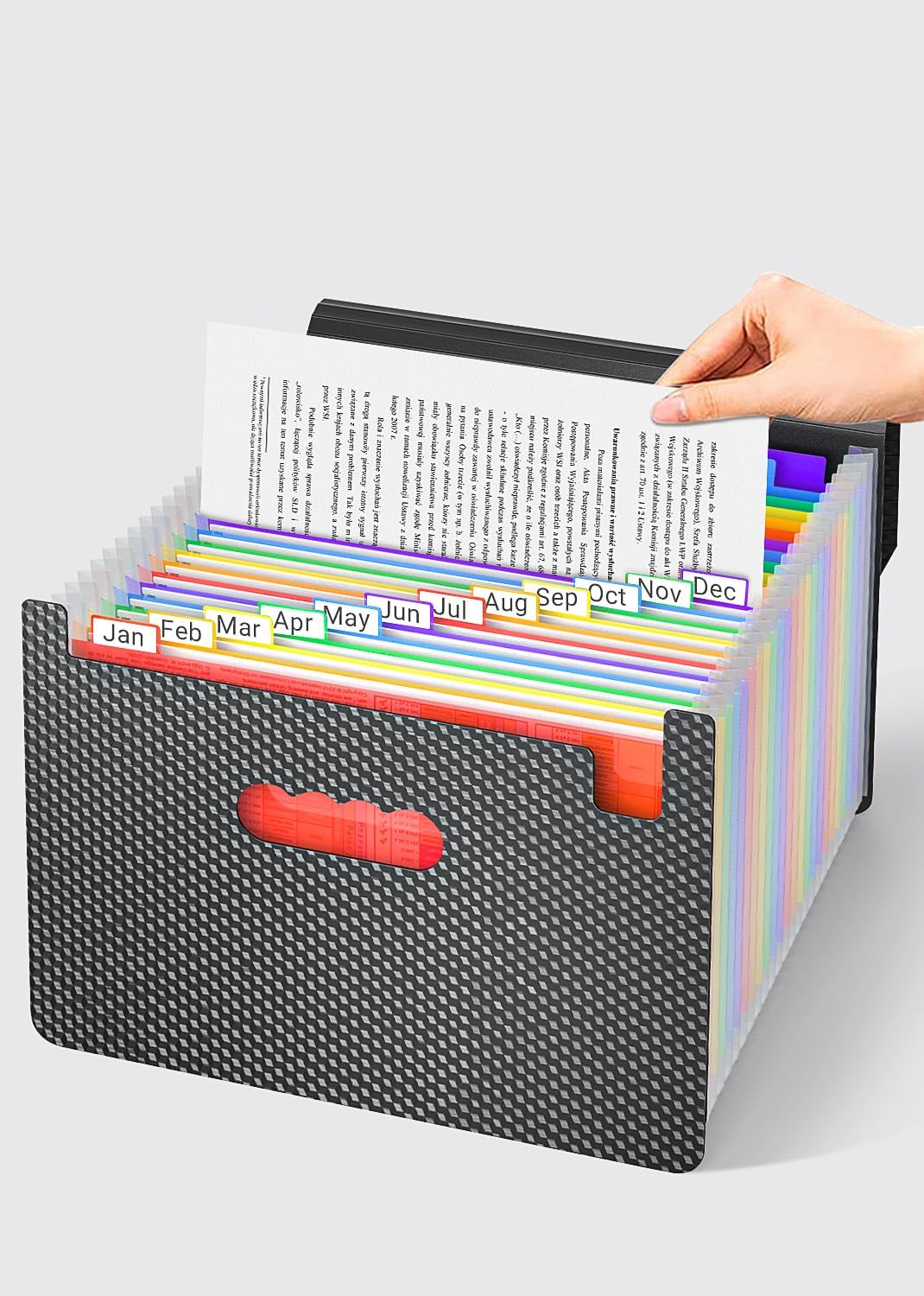 25 Pockets Expanding File Folder with Handle,Expandable File Organizer,Portable Accordion File Organizer A4 Letter Size,Adjustable Strap,Perfect Filing Folders for Documents,Colored Tabs