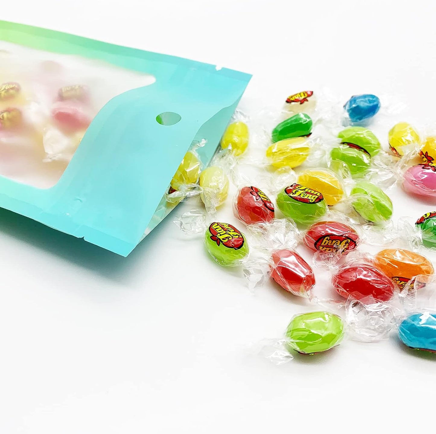 100 Pcs Resealable Mylar Bags, Gradient Color Food Storage Bags, Zip Bag Foil Bags Packaging Pouch for Food Storage, Sample, Small Business (Blue Green, 3.1 X 4.7 Inch)