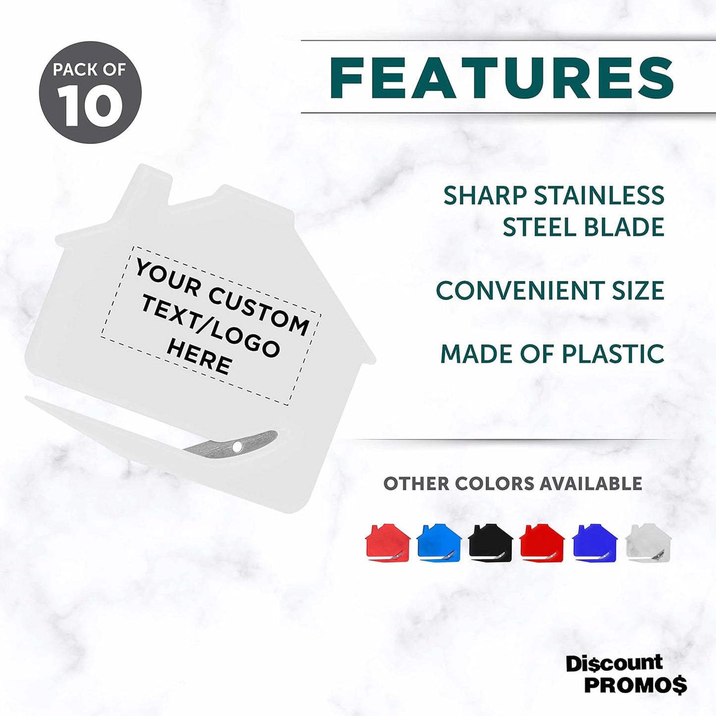 Custom House Letter Openers Set of 10, Personalized Bulk Pack - Perfect for Home or Office - White