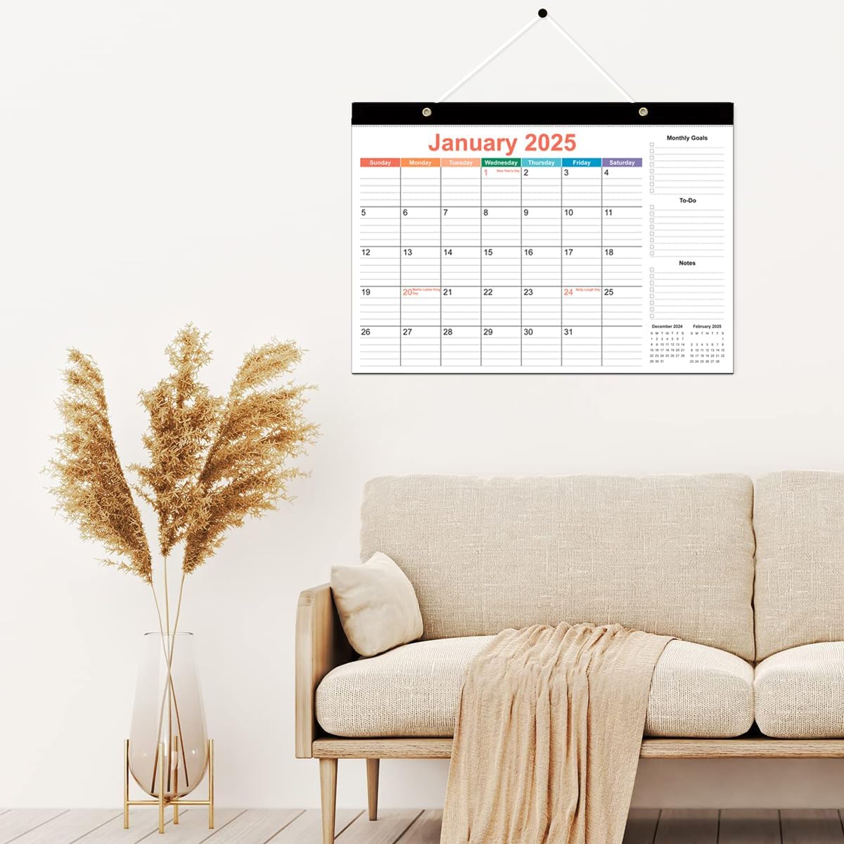 2025-2026 Desk Calendar - 18 Months Calendar from January 2025 to June 2026, Desk Calendar 2025-2026 with Thick Paper, 12" x 17", Colorful