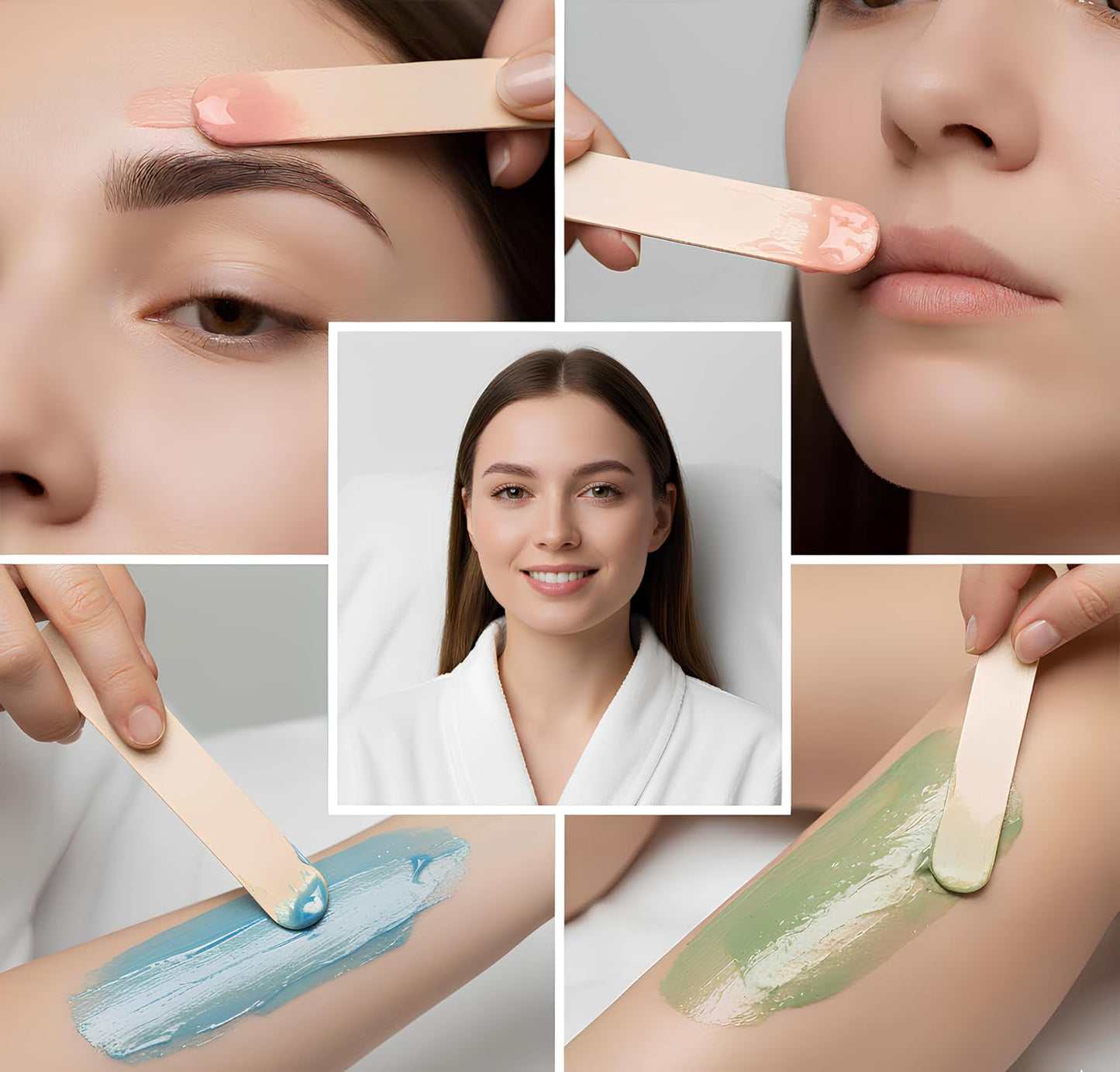 ALBO 300 Pack Wooden Wax Sticks – 4", 5", 6" Birch Applicators | Food-Safe Craft Sticks for Eyebrow & Body Wax | Resin Mixing, Ice Cream & Cake Pop DIY | Bulk DIY Craft Supplies for Kids & Pros