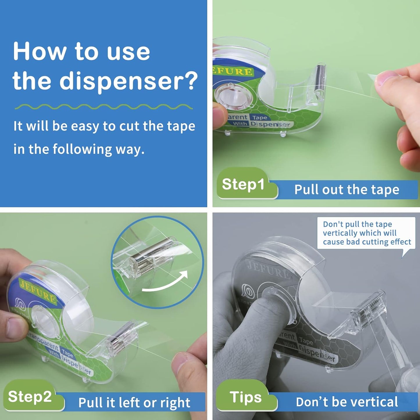 18 Pcs Transparent Tape with Dispenser, 0.7 x 1000 in Clear Tape Rolls Bulk, Office Tape Refills for Desk, Craft, and Gift Wrapping