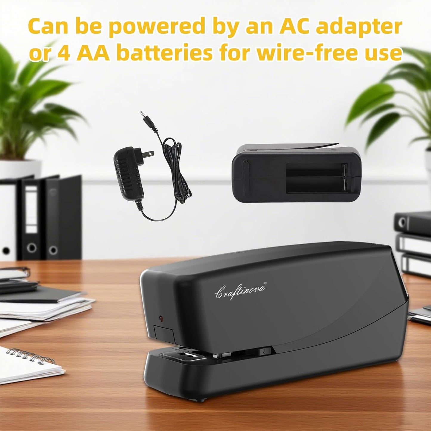 Electric Stapler,Automatic,Inclued 2000 Staples and 1 Staple Remover, Heavy Duty Can Store 210 Staples，AC or Battery Powered Stapler Heavy Duty, 25 Sheet Capacity.