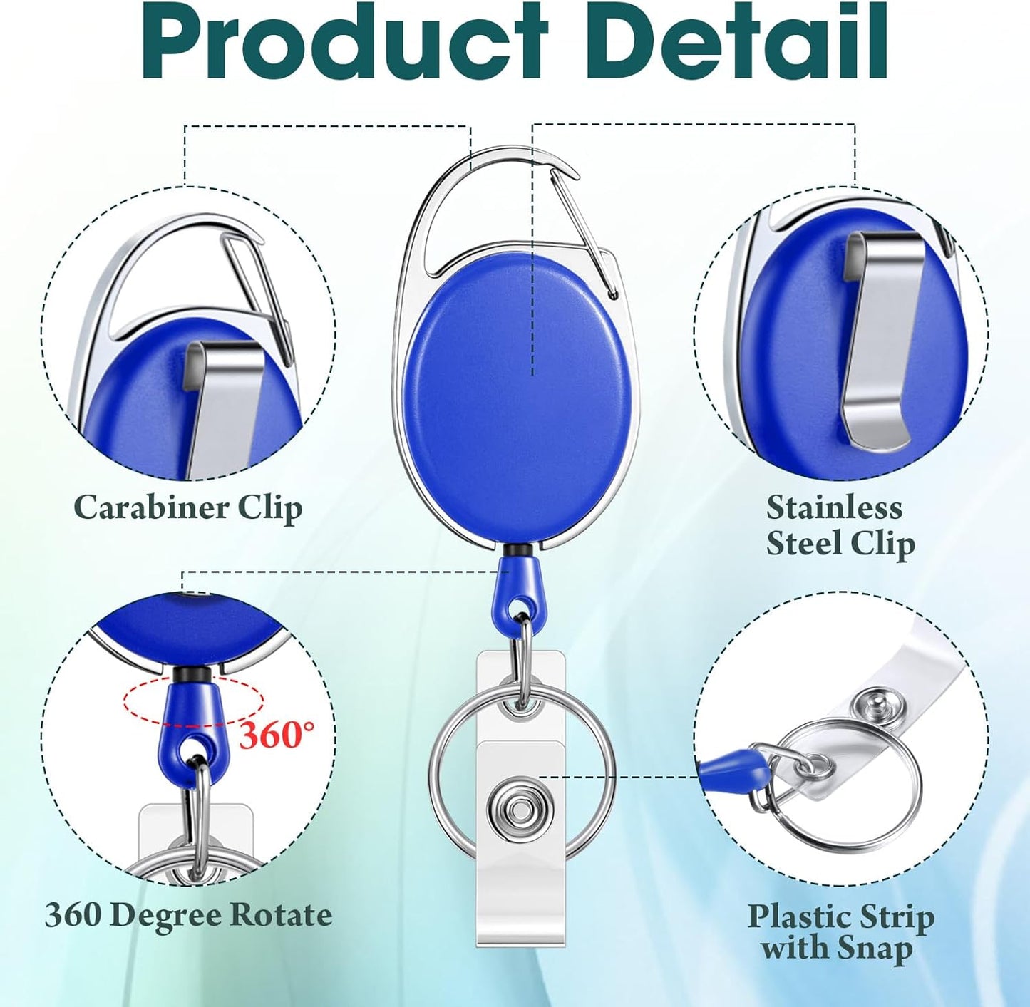 Honoson 50 Pcs Heavy Duty Retractable Badge Reels Batch ID Badge Holder Retractable Clip Bulk Key Holder with Ring for Office Worker Employee, Doctor Nurse Gifts (Multi Bright Color)