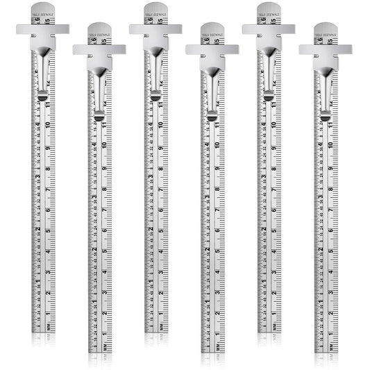 6 Inch 15 cm Pocket Ruler Flexible Precision Stainless Steel Ruler with Detachable Clips Stainless Steel Pocket Clip Scale Gauge Metric British System(6 Pieces)