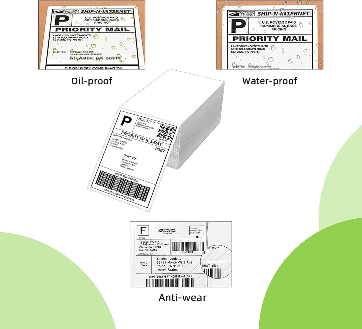 8 Stacks 4" x 6" Fanfold Direct Thermal Labels, 4000 Labels (500/Stack), Compatible with Zebra, Rollo, MUNBYN, NELKO Printers