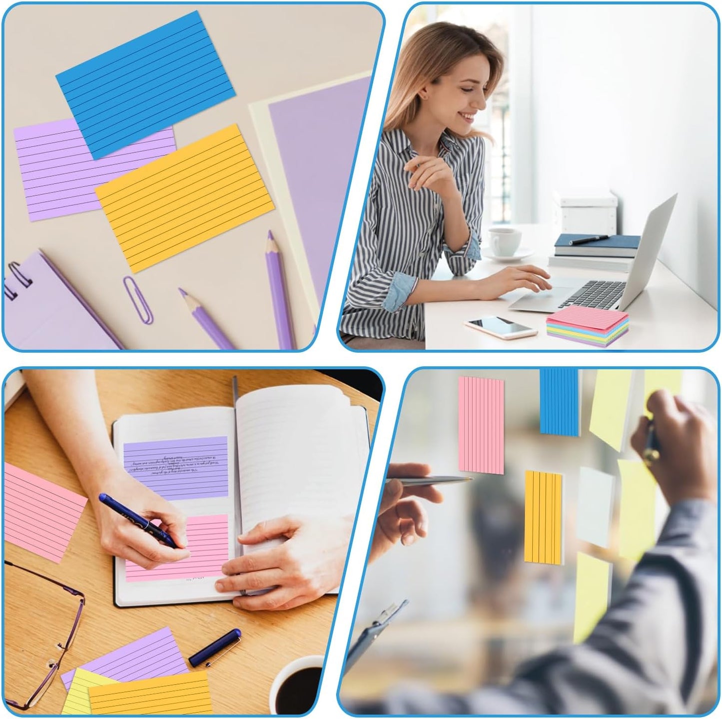 Bignc Index Cards Colored Notecards, 3 X 5 Inch Ruled Color Note Cards for School, Home & Office, Multi Colors Flashcards, Colorful Notecards,Pink Index Card Ruled, Purple Lined Flash Cards (1260)