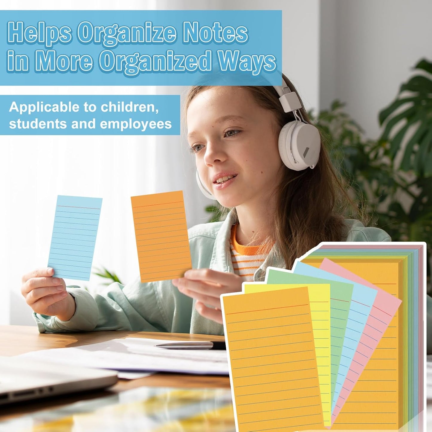 300 Pcs Colored Ruled Index Cards 3x5 Vertical Index Cards Notecards To Do List Cards Mini Memo Pad Daily to Do List Notepad Study Cards Double Sided Flashcards For Studying Note Taking