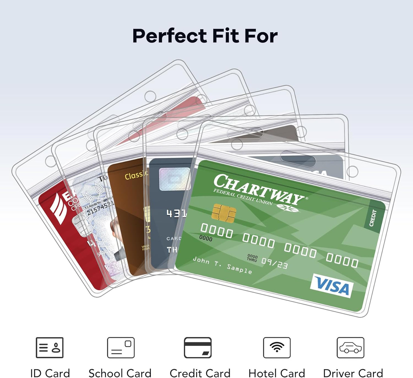 100 Pack Extra Thick ID Card Name Badge Holder Heavy Duty Waterproof Clear Plastic PVC Horizontal Sleeve Pocket Resealable