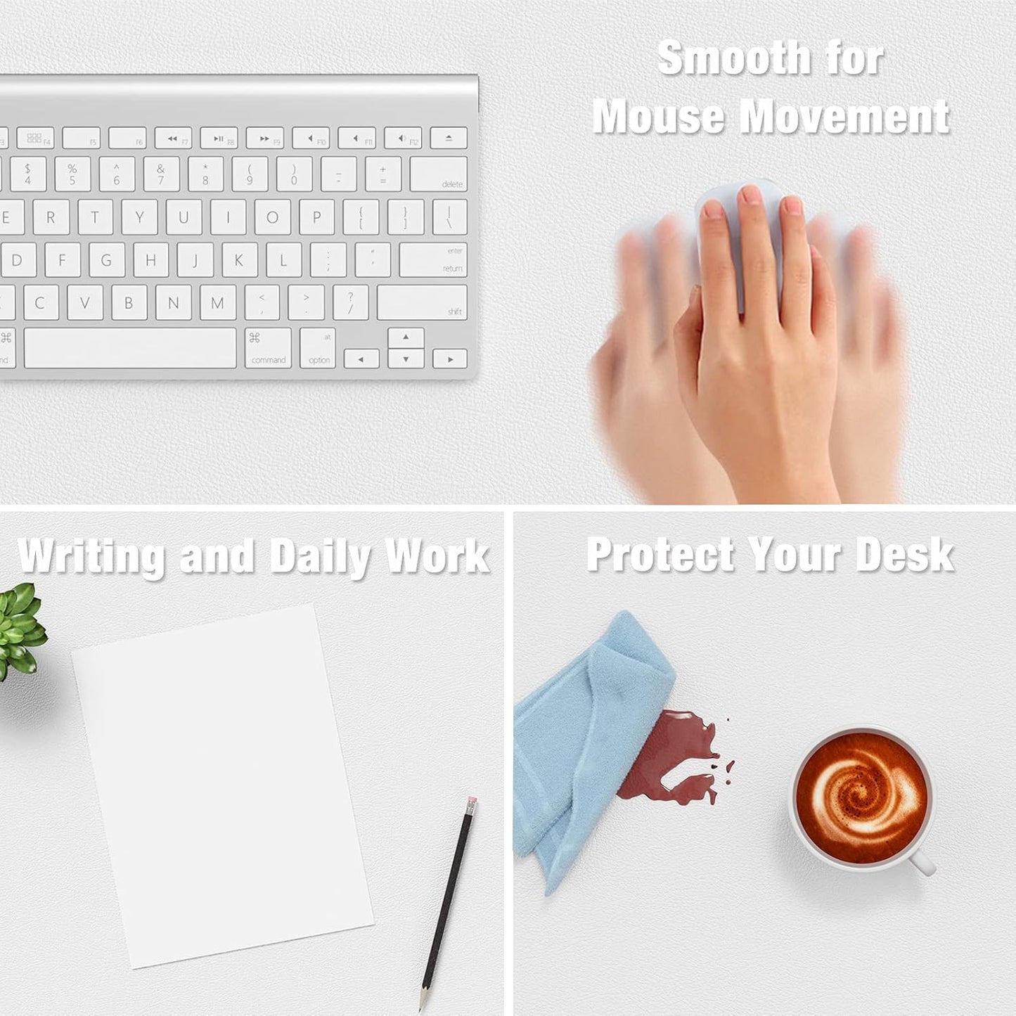 Hsurbtra Desk Pad, 30" x 14" PU Leather Desk Mat, XL Extended Mouse Pad, Waterproof Desktop Blotter Protector, Non-Slip Ultra Thin Large Laptop Keyboard Writing Mat for Office Home, White