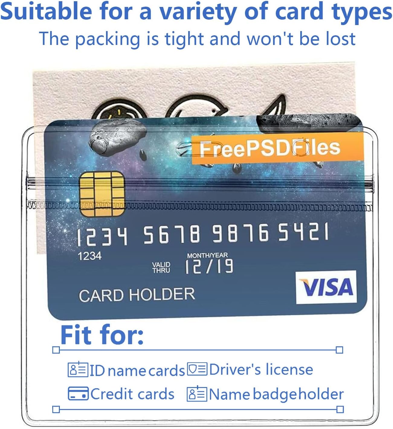 Badge Holder with Breakaway Lanyards, 100 Pack Clear Plastic Horizontal Name Tag Holder with Safety Lanyard Heavy Duty Waterproof Resealable Zip PVC ID Card Holders (Blue, 4x3 Inch)