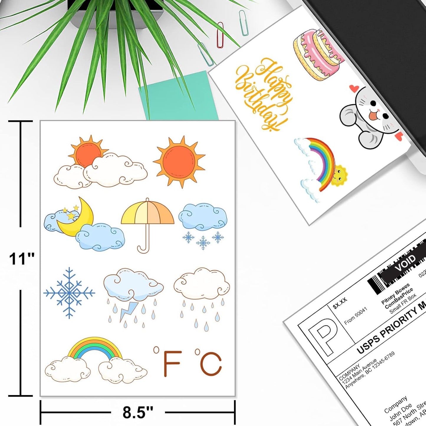 BESTEASY Sticker Paper 8.5" x 11" Full Sheet Label Stickers for Laser & Inkjet Printers, Self-Adhesive Paper Shipping Labels (500 Sheets,500 Labels)