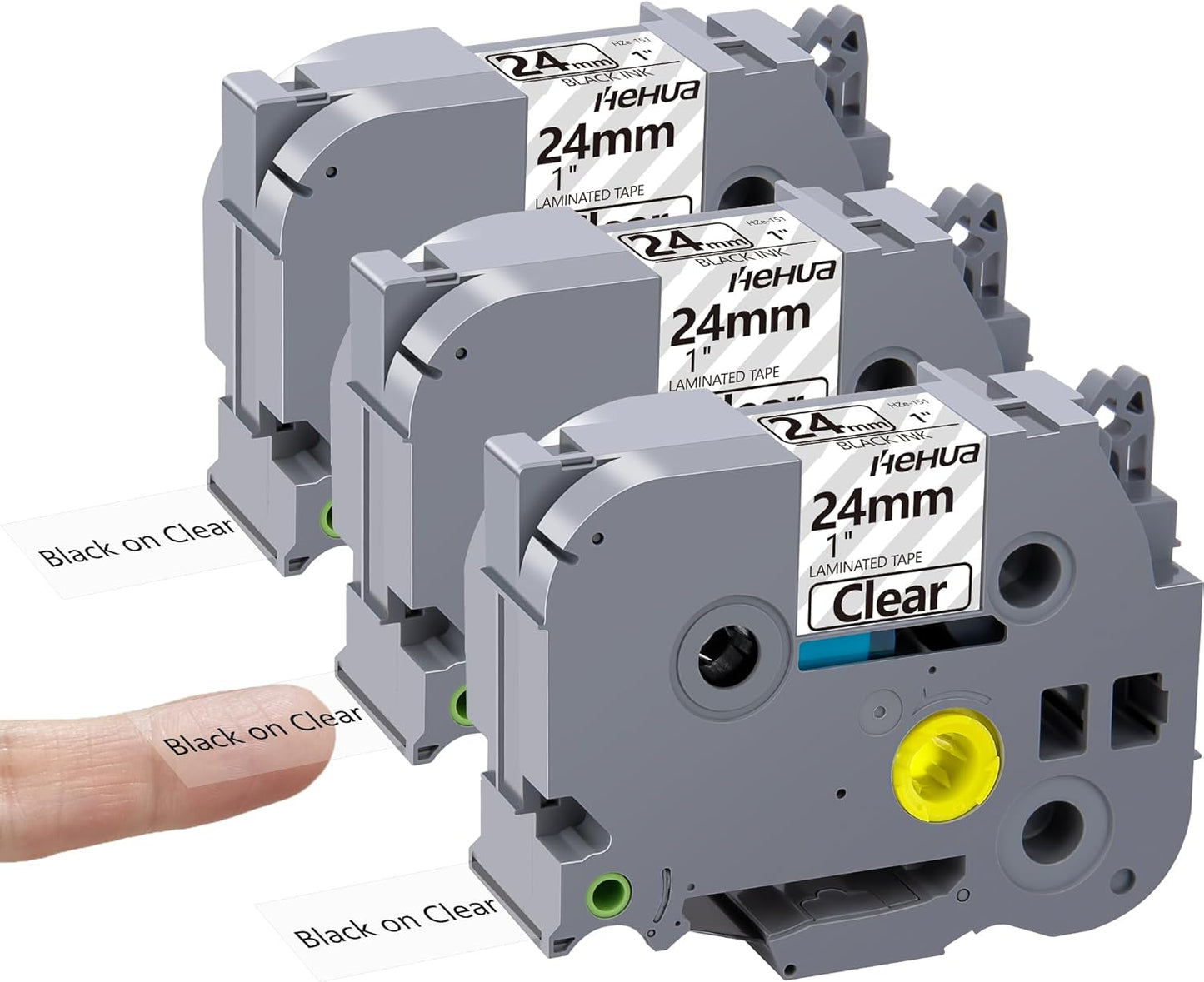 Hehua Tze Tz Tape 24mm 0.94 Laminated Clear Tape Compatible for Brother P-Touch TZe-151 TZe151 TZ-151 TZ151 for Ptouch PT D600 D610 P710bt, 1'' x 26.2ft Black on Clear, 3 Pack