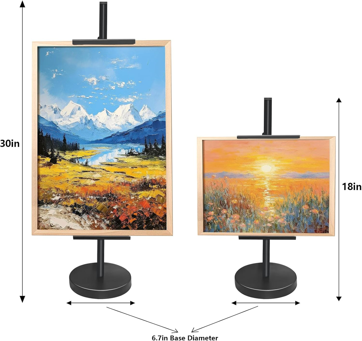 Adjustable Tabletop Easel Stand, Metal Easels for Display, Picture Stands for Display, Heavy Duty Round Base, Larger Non-slip Pads, for Picture, Artwork, Photos,Signs(18in)