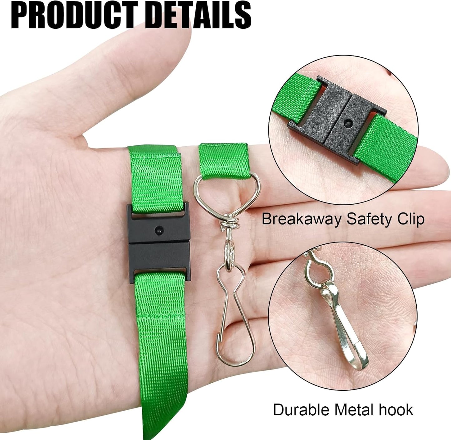 DE Breakaway Lanyards for Id Badges,Teacher Lanyard with with J-Hook Bulk Flat Lanyards for Name tag ID Badges Holder