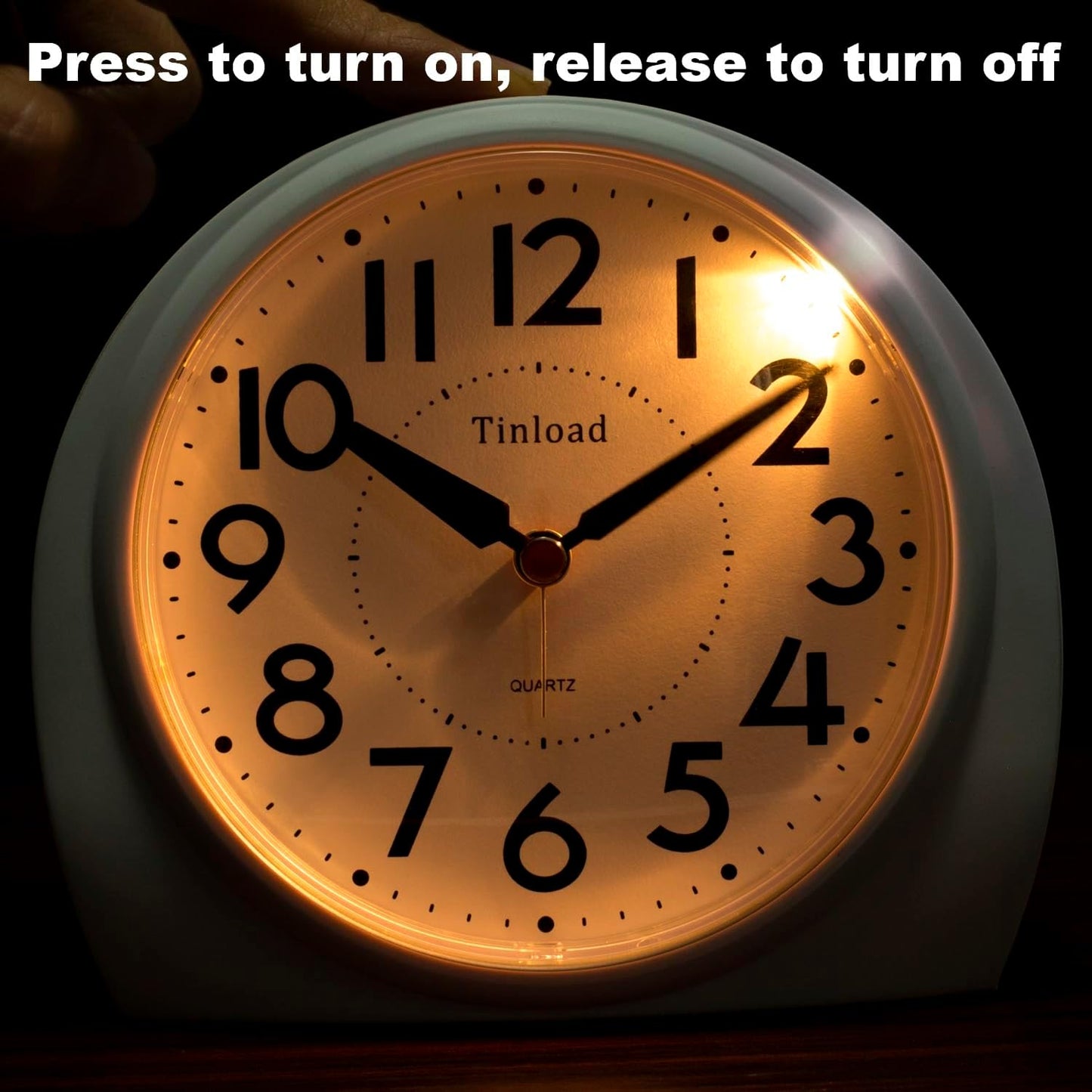 5.5" Large Analog Alarm Clock Silent Non Ticking, Gentle Wake, Beep Sounds, Increasing Volume, Battery Operated Snooze and Manual Light, Easy Set,White(Best for Elder)