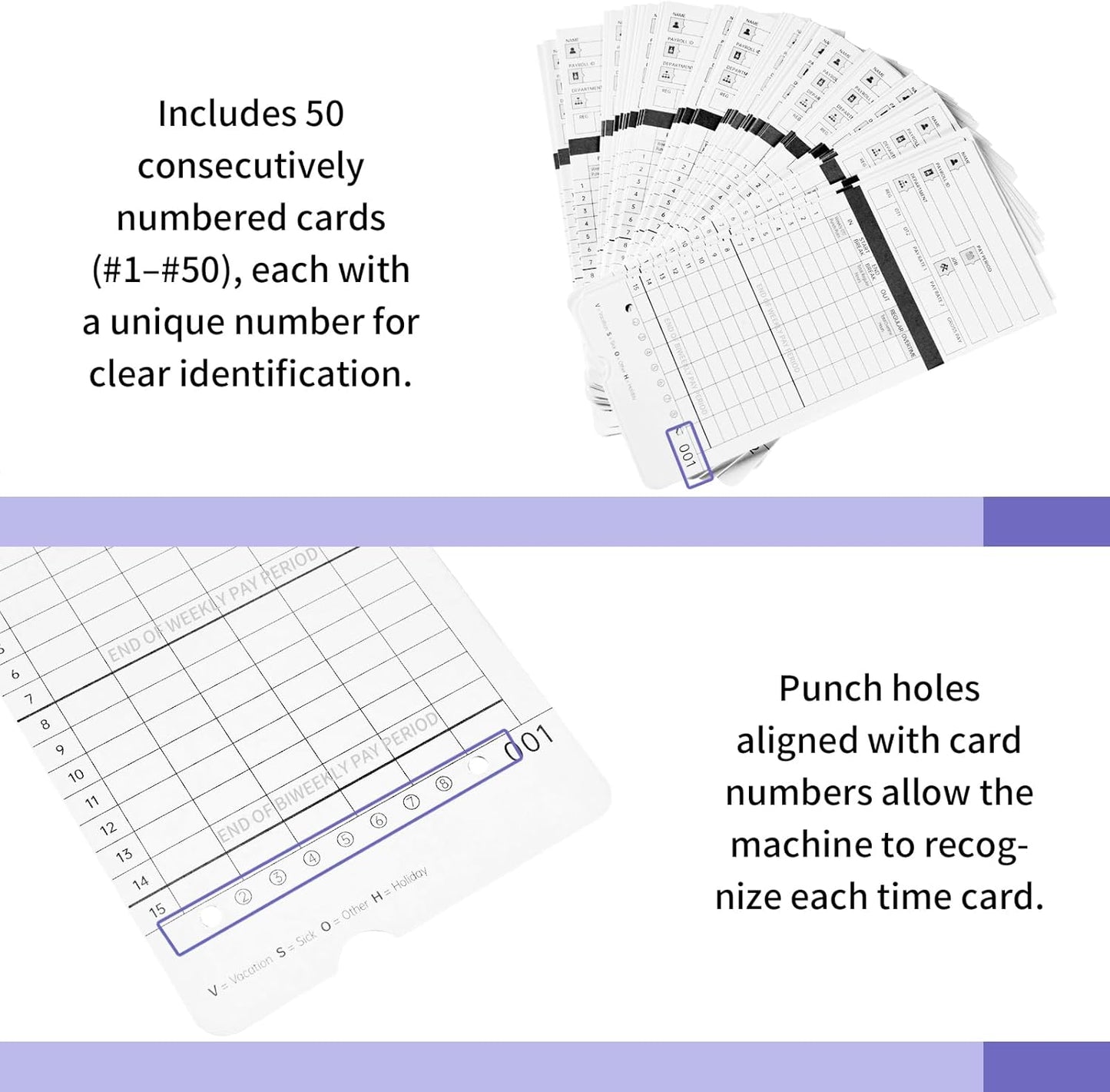100 Time Cards for HN4000 AutoAlign Calculating Time Clocks