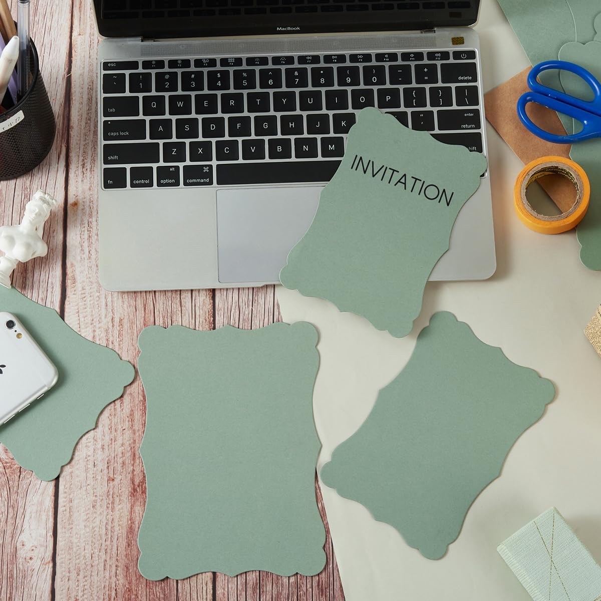 Homtable 50 Pack Sage-Green Blank Cards Cardstock Thick Kraft Paper Greeting Cards for DIY Gift Card Menus, Baby Shower and Wedding Invitations (5x7IN)