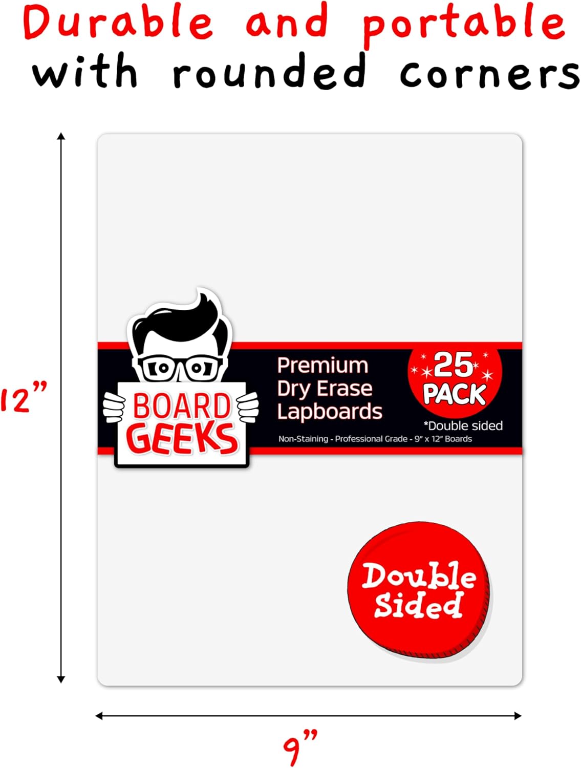 25 Pack Small White Boards for Students - Double Sided Dry Erase Boards 9 x 12 in - Mini Whiteboard Set for Classroom or Home Use - Portable White Board Bulk for Kids and Teachers