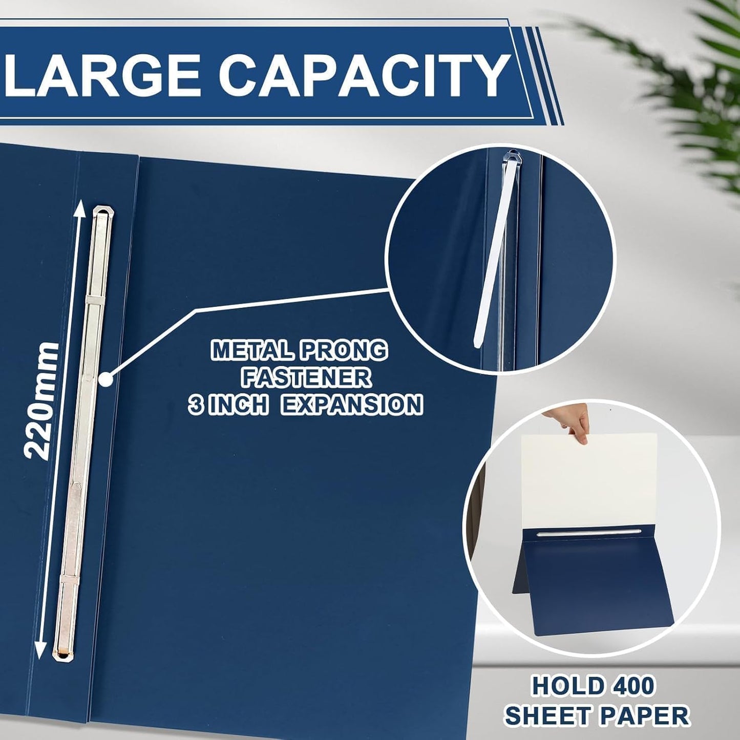 gisgfim 12 Pcs 8.5 x 11'' Pressboard Report Cover 3" Capacity Prong Clip Report Cover Metal Prong Fastener with Compressor Letter Size Presentation Report Folder for Bind Proposal Document