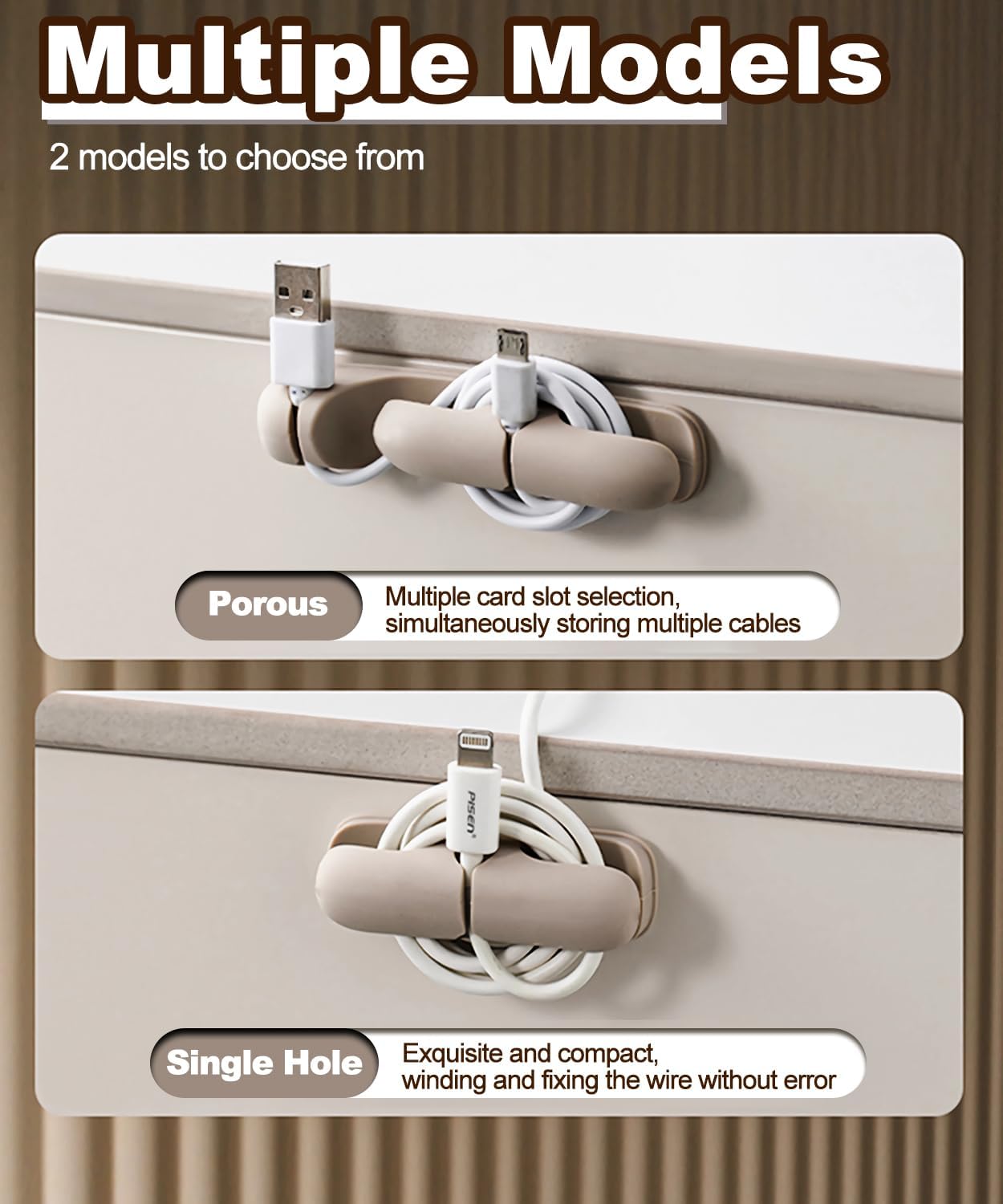 4Pcs Silicone Cable Straps with Adhesive Made of 3M Cord Organizer for Bundling Earphone, Phone Charger, Computer Cords, Reusable Cable Ties Wire Organizer in Home, Office, School 2 Colors